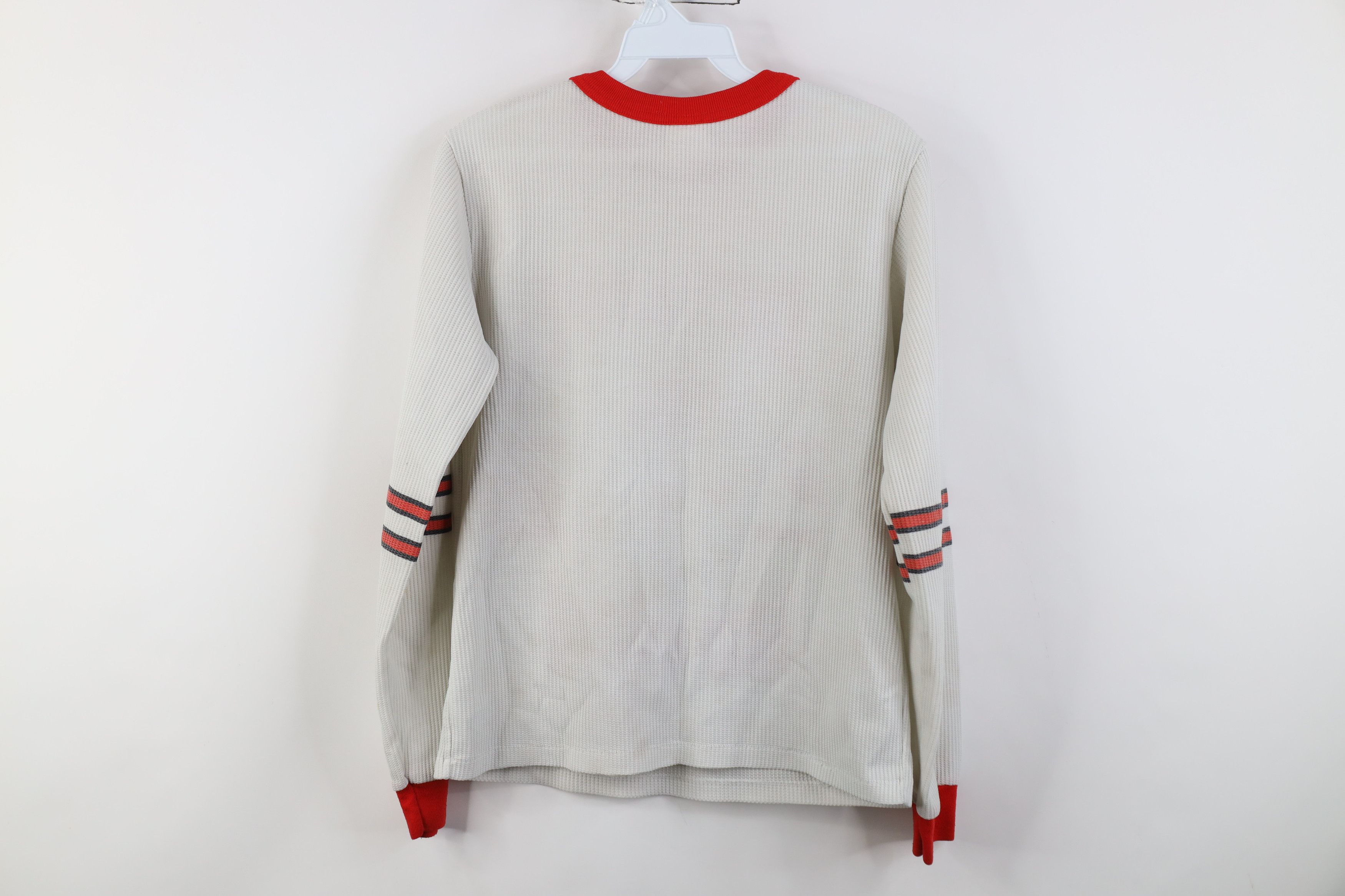 Vintage Vintage 90s Red Wings Waffle Knit Long Sleeve T-Shirt White Size US S / EU 44-46 / 1 - 12 Thumbnail