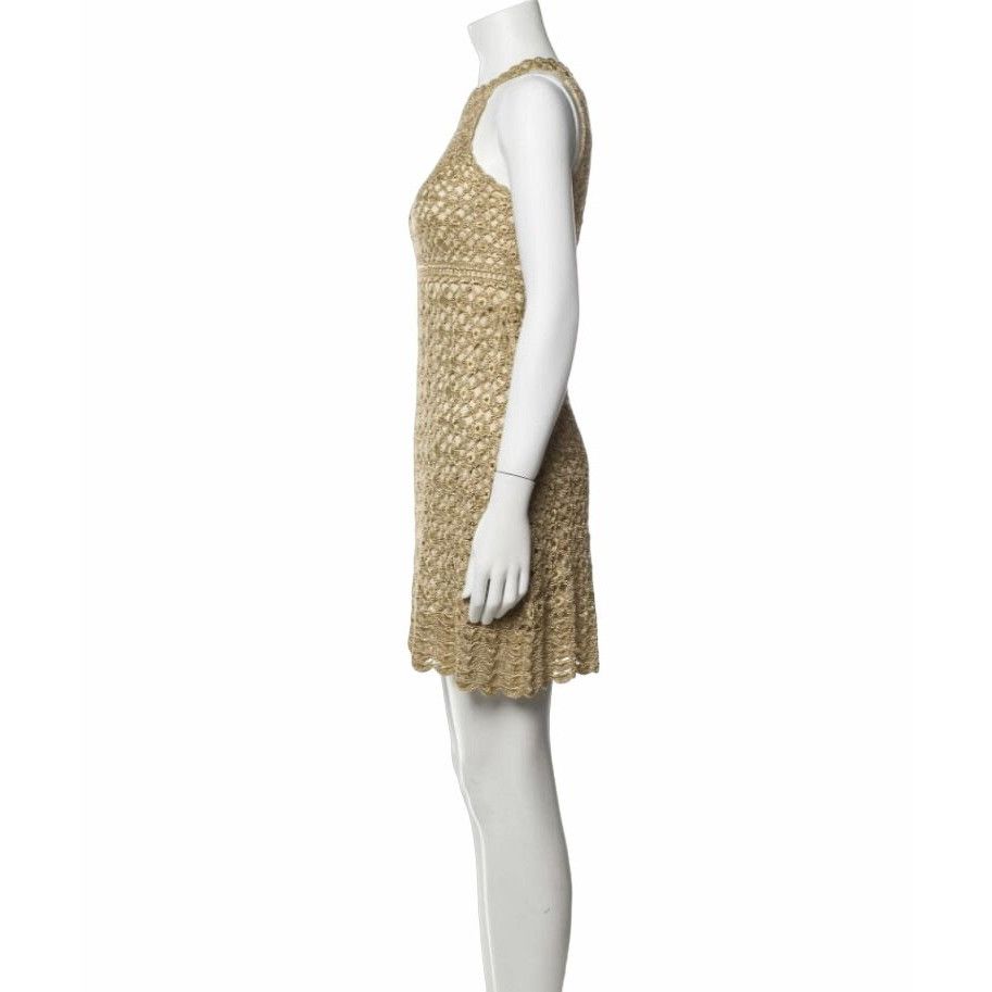 Diane Von Furstenberg Gold Crochet Adie Dress Resort Wear L