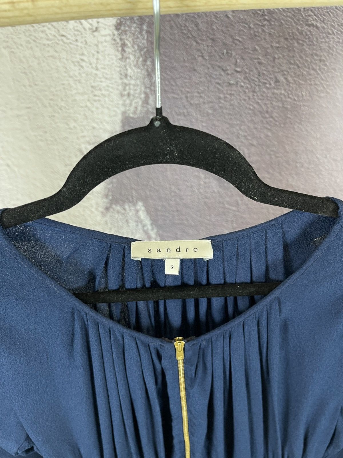 Sandro Sandro Paris blue zip midi dress viscose Size L / US 10 / IT 46 - 7 Thumbnail