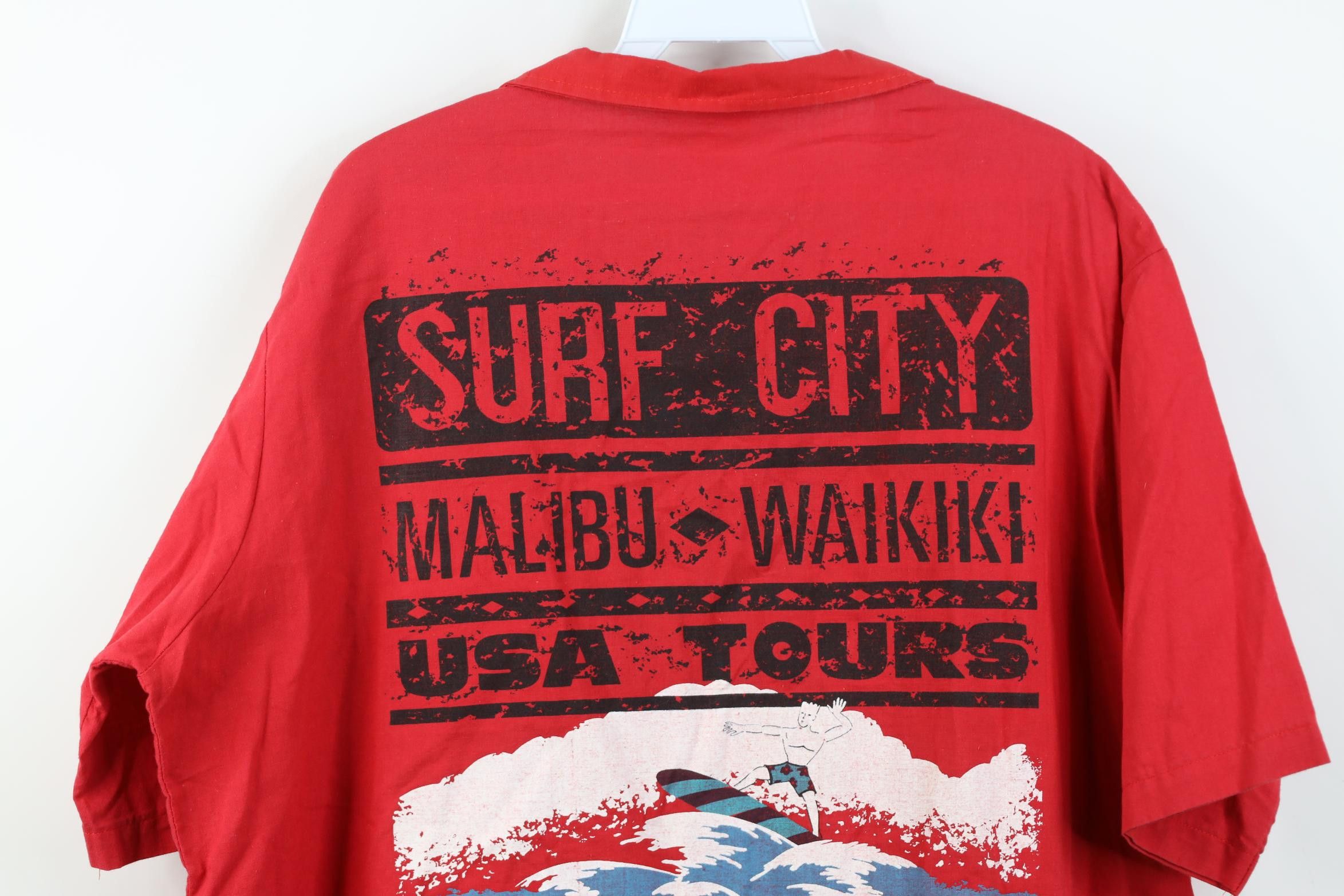 Vintage Vintage 80s 90s Surfing Camp Collar Button Shirt Red USA Size US L / EU 52-54 / 3 - 15 Thumbnail