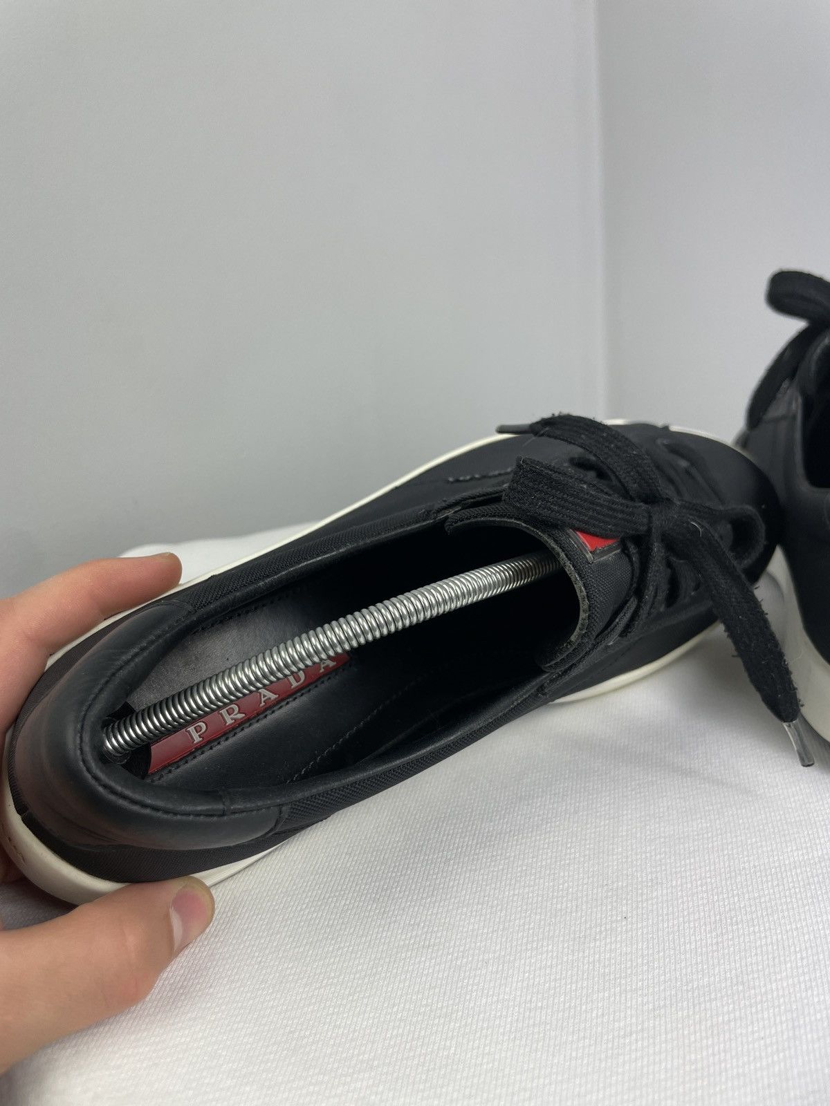 Prada Prada Linea Rossa Black Nylon Sneakers – Vitello Plume Size US 8 / EU 41 - 12 Thumbnail