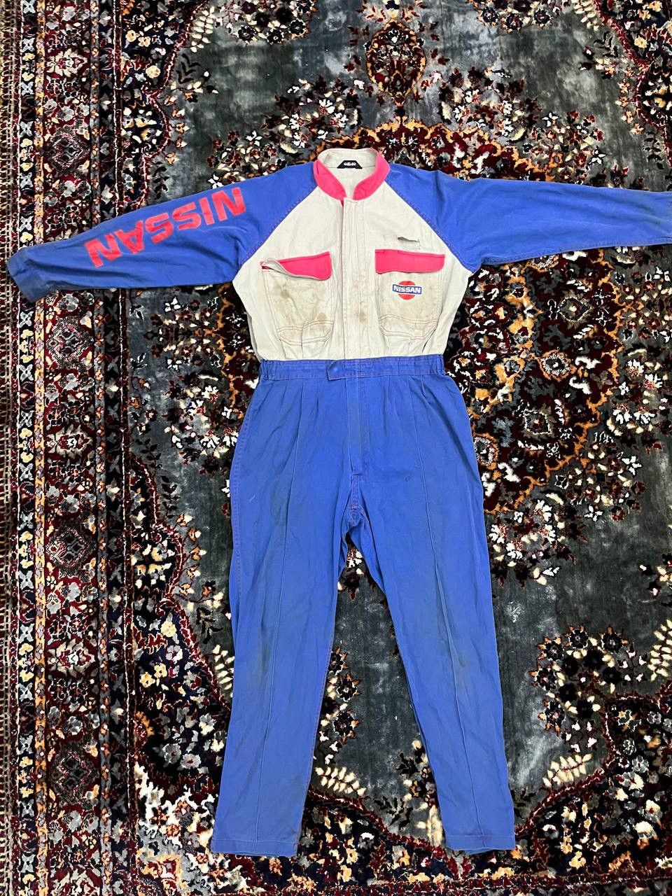 Japanese Brand Vintage Nissan Coverall Overall Jumpsuit Tri-Colour Racing Size US L / EU 52-54 / 3 - 1 Thumbnail