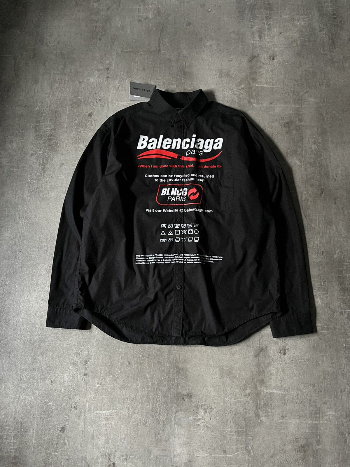 Balenciaga Recycling logo print eco FW21 button up shirt
