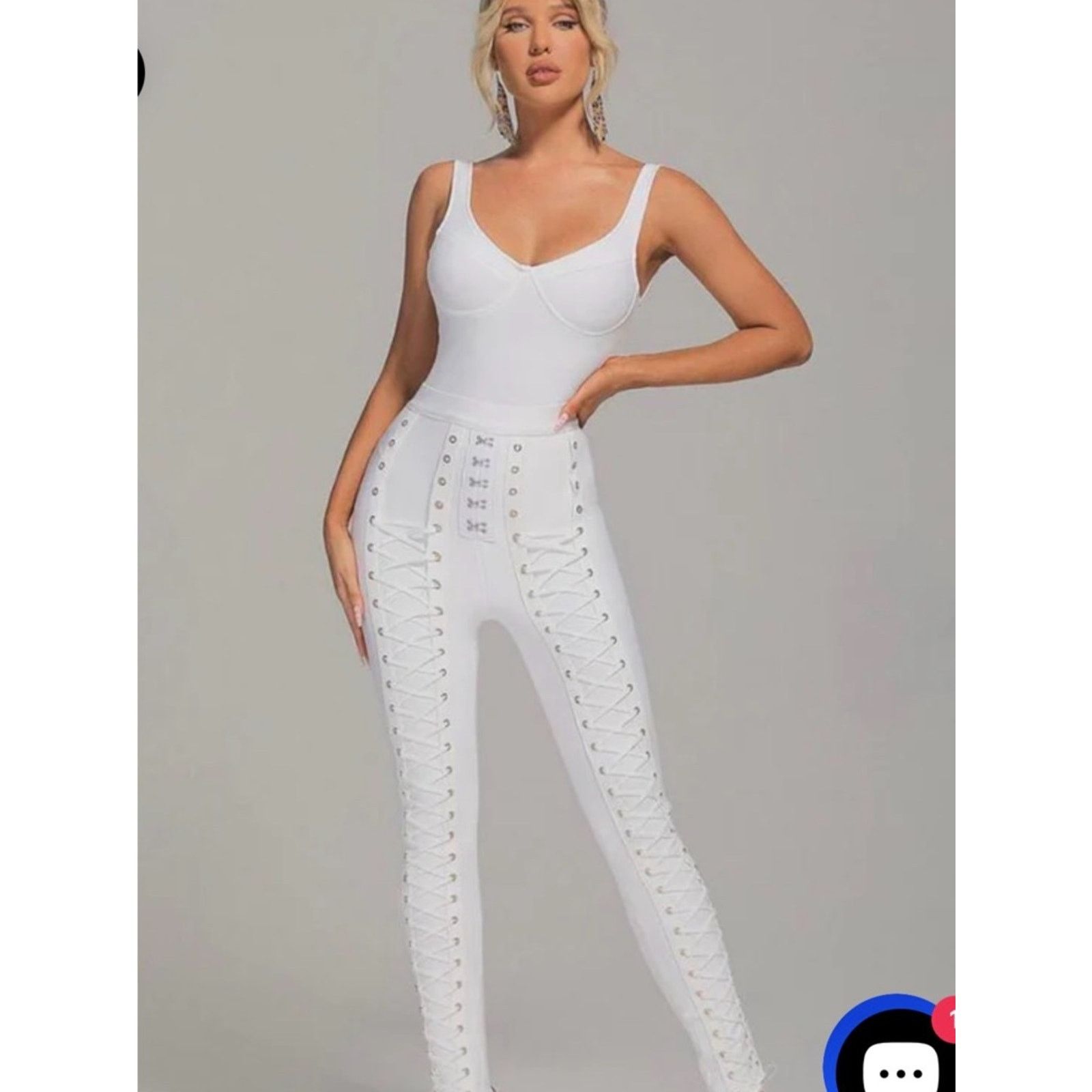 Other New Y2K Vacation White Lace-Up High-Waist Jumpsuit size S Size S / US 4 / IT 40 - 5 Thumbnail