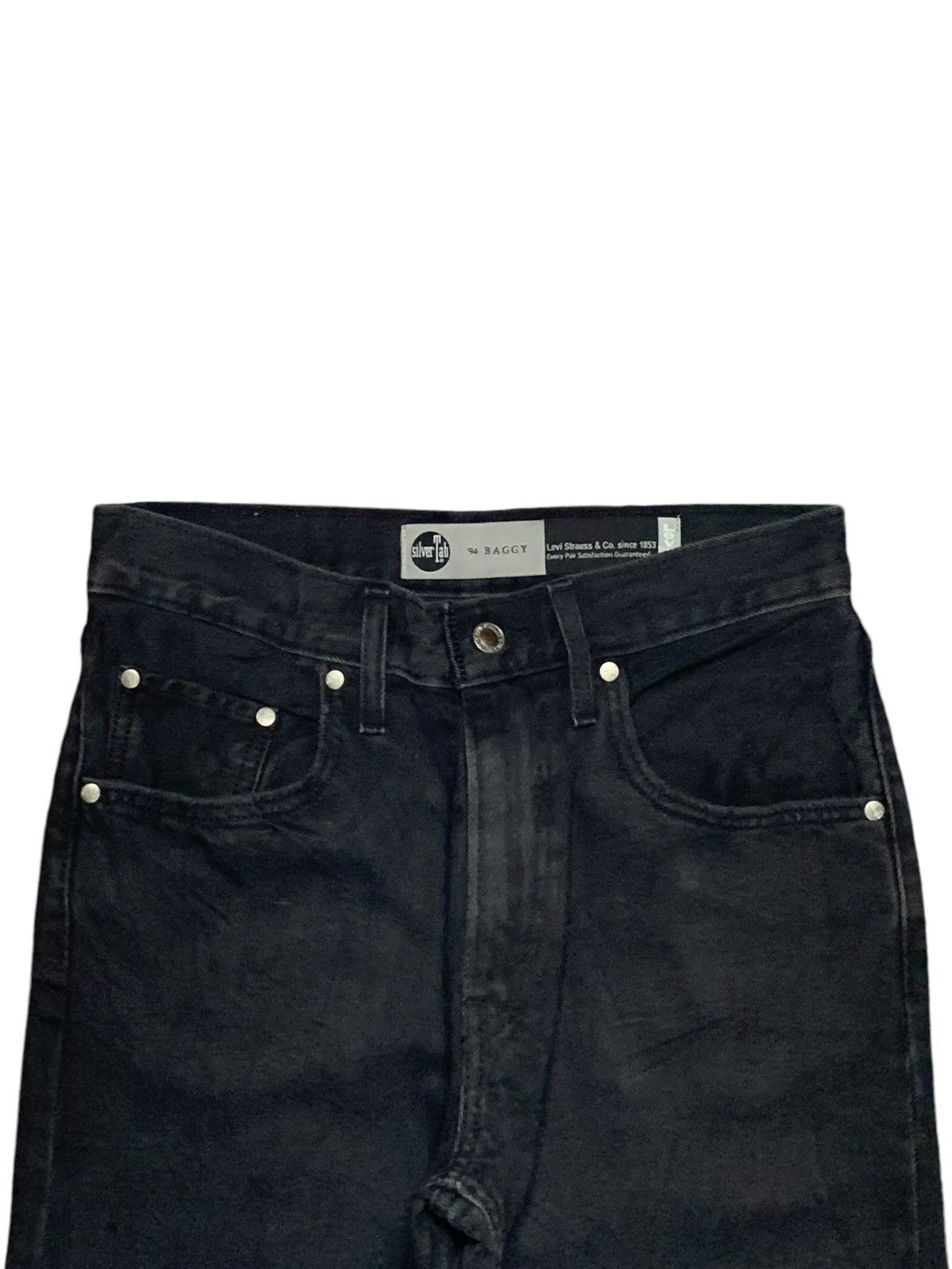 Levi's Levis Baggy Silver Tab Distressed Ripped Black Jeans Size 29" - 4 Thumbnail