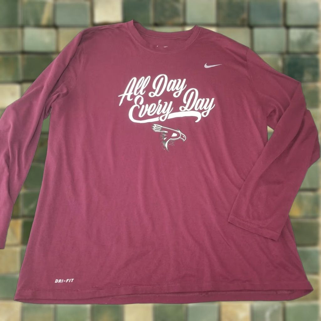 Nike Nike Shirt Mens 2XL Burgundy Athletic Cut Tee DriFit Long Sleeve Pullover Nike Size US XXL / EU 58 / 5 - 1 Thumbnail