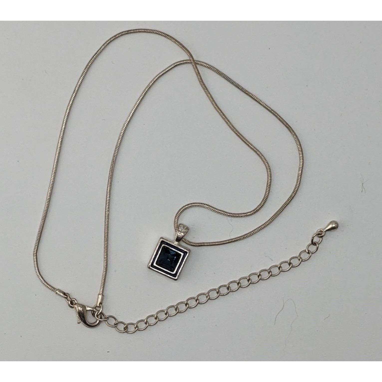 Other Elegant Square Blue Stone Pendant Necklace With Silver Tone Size ONE SIZE - 2 Thumbnail