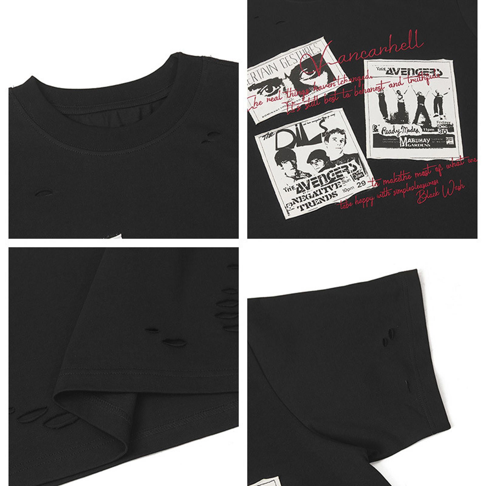 Vintage Vintage-Inspired Graphic Tee - Black Distressed T-Shirt Size US L / EU 52-54 / 3 - 2 Thumbnail