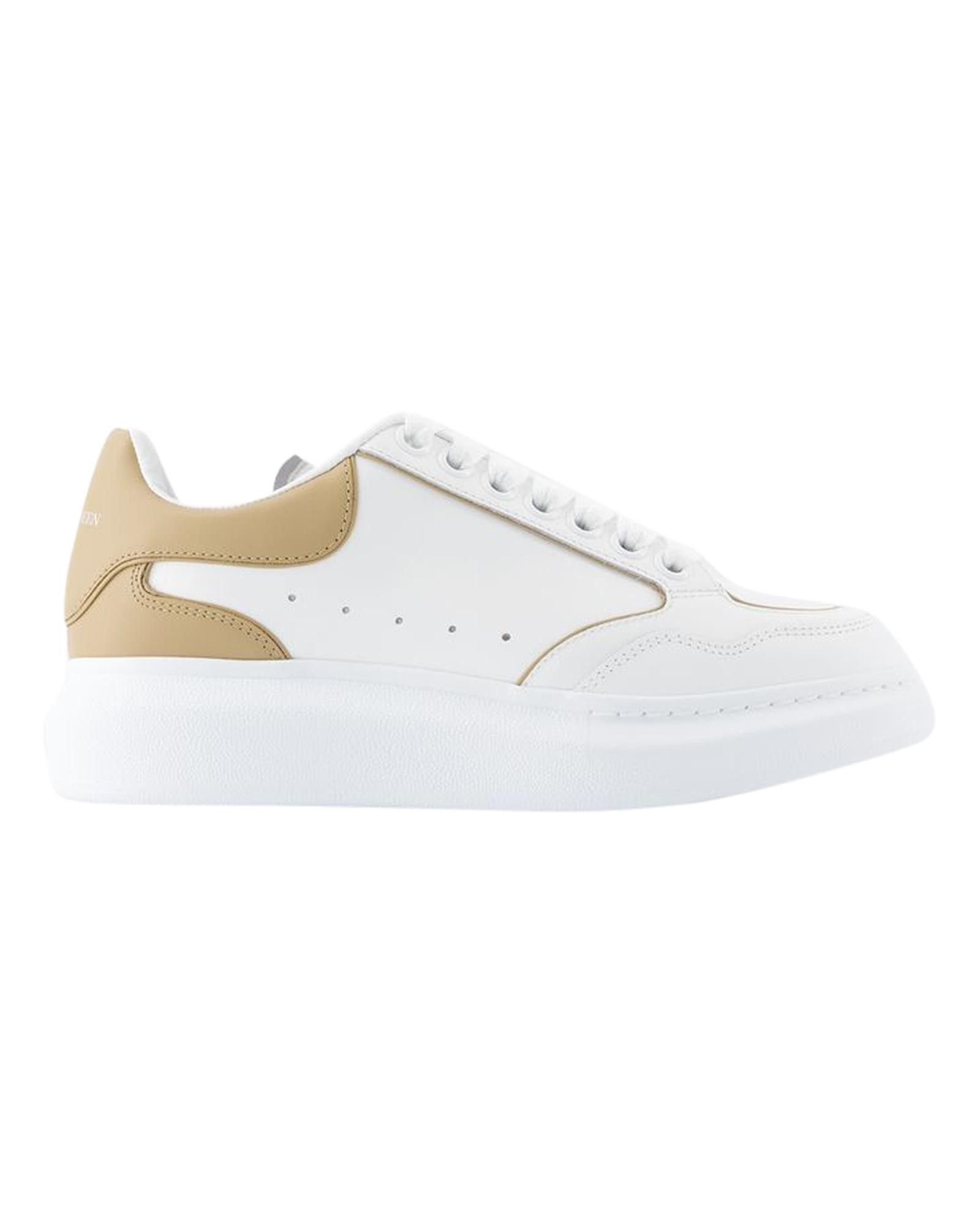 image of Alexander Mcqueen White Leather Oversized Sneakers With Rubber Sole, Women's (Size 7)