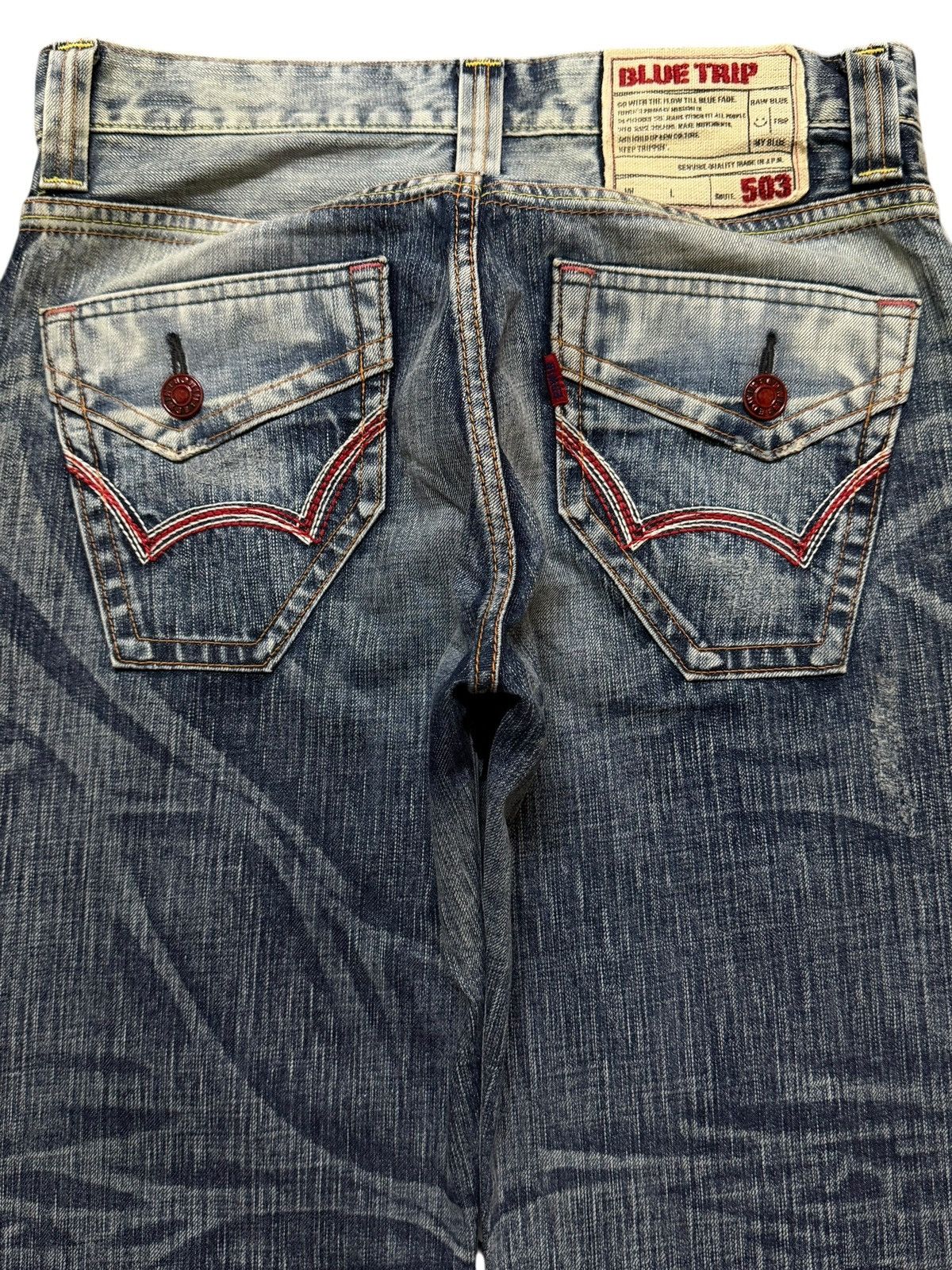 Edwin Vintage 90s Edwin 503 Faded Wash Distressed Wide Leg Baggy Size US 32 / EU 48 - 4 Thumbnail