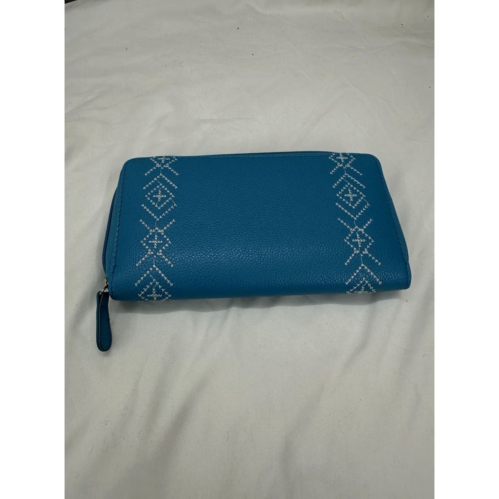 Vintage Unbranded Wallet Turquoise Southwestern Buckle Stitched Studded Zip Crossbody Women's Medium Turquoise Aztec Western Mens Womens Girls Boys Size ONE SIZE - 2 Thumbnail