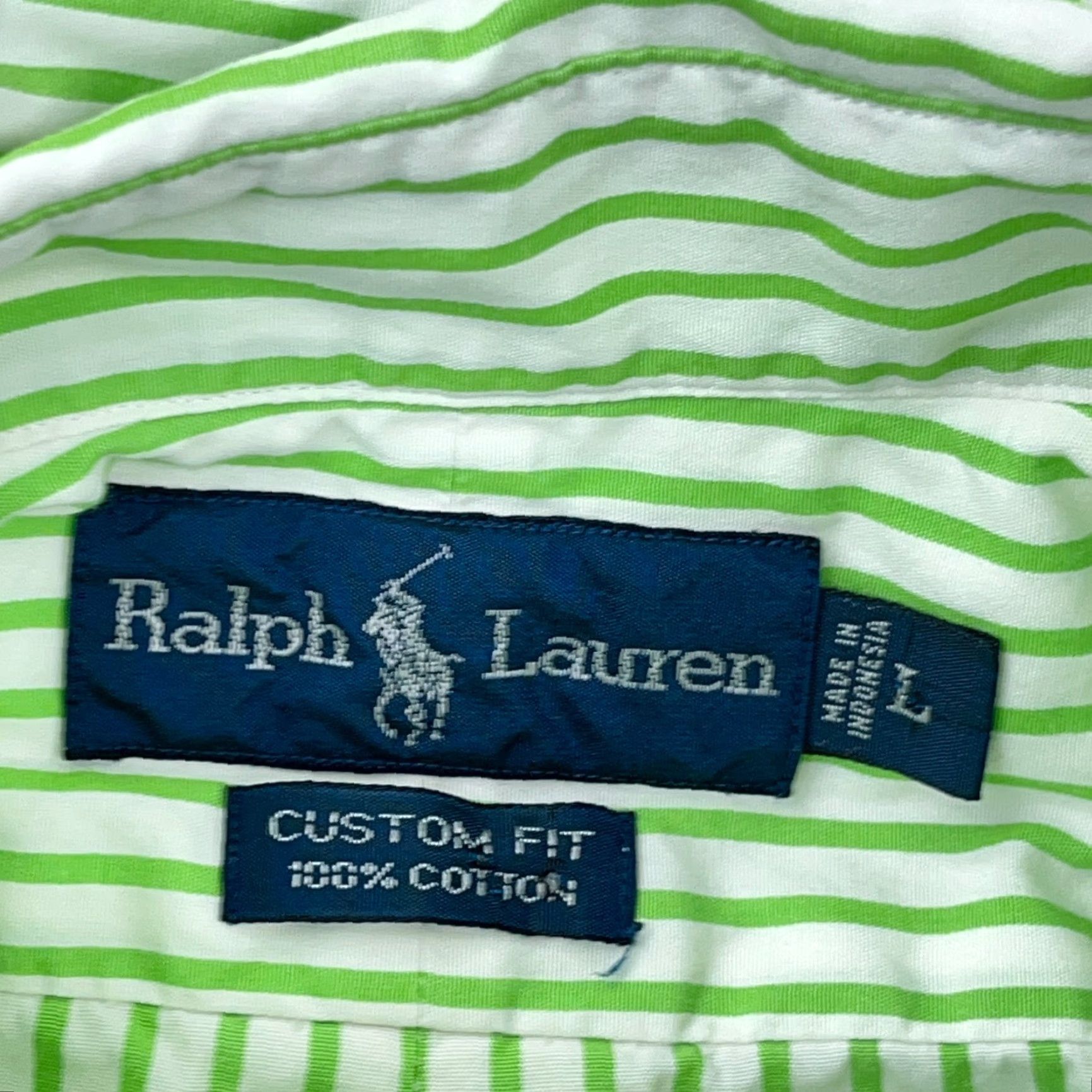Ralph Lauren Ralph Lauren Button-Up Shirt Men Large Green Striped Poplin Dress A2* Regular Fit Size 42R - 3 Thumbnail