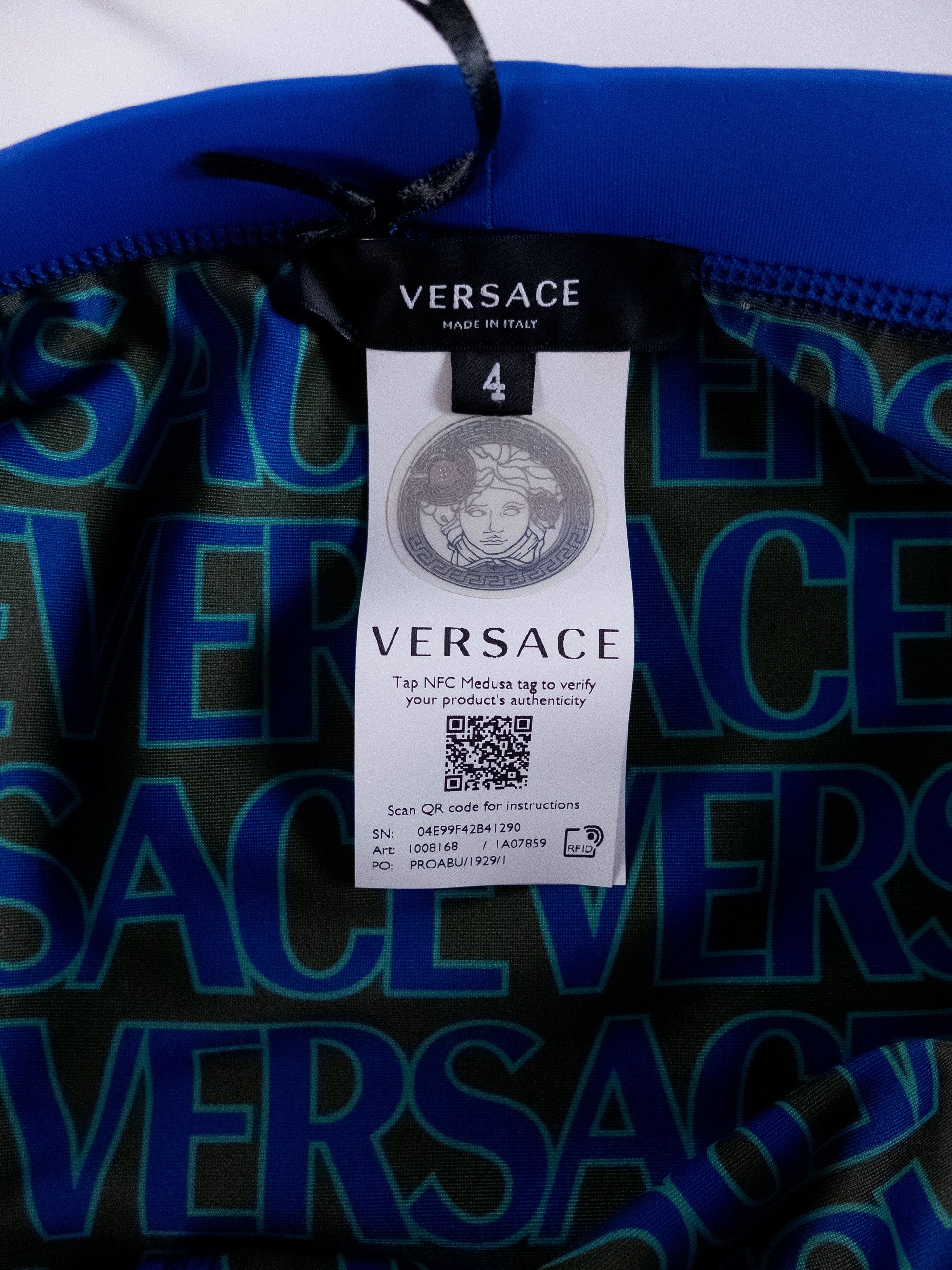Versace VERSACE blue floral & logo print swim briefs 4 Medium trunks Size US 32 / EU 48 - 4 Thumbnail