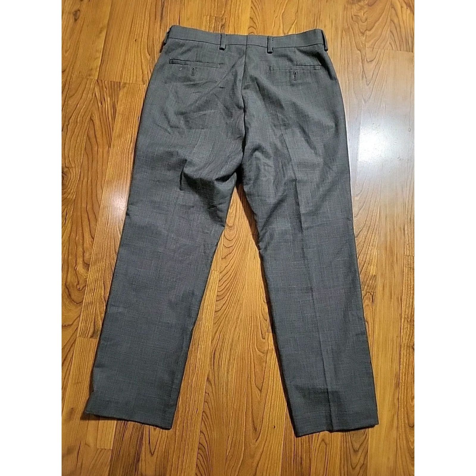 Vintage Louis Raphael Tailored Flat Front Dress Pants 34" x 29" Silver Gray Poly Blend Dress Pants Men 34 Regular Gray City Preppy Wedding Work Formal Styles Size US 34 / EU 50 - 4 Thumbnail