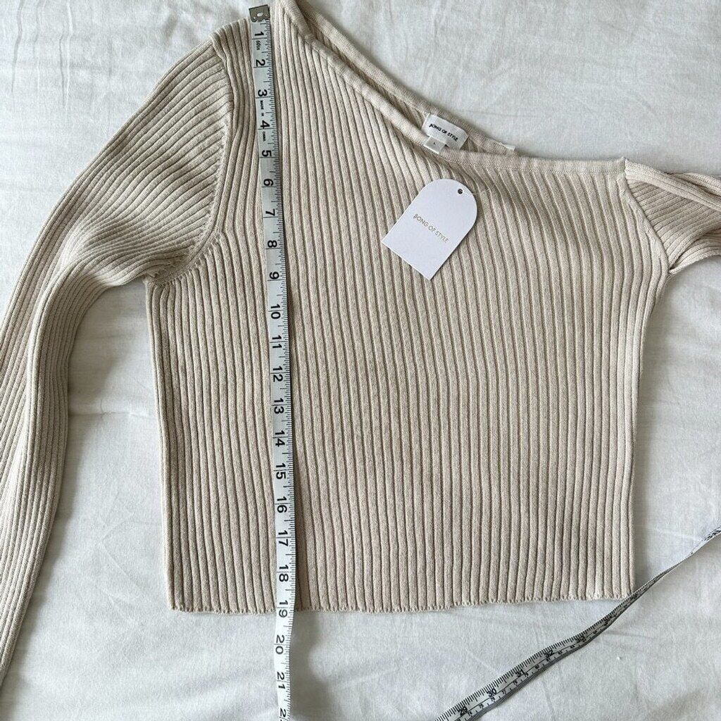 REVOLVE Silk Ivory Twist Sweater | Revolve Shae One Sleeve | Large Size L / US 10 / IT 46 - 13 Thumbnail