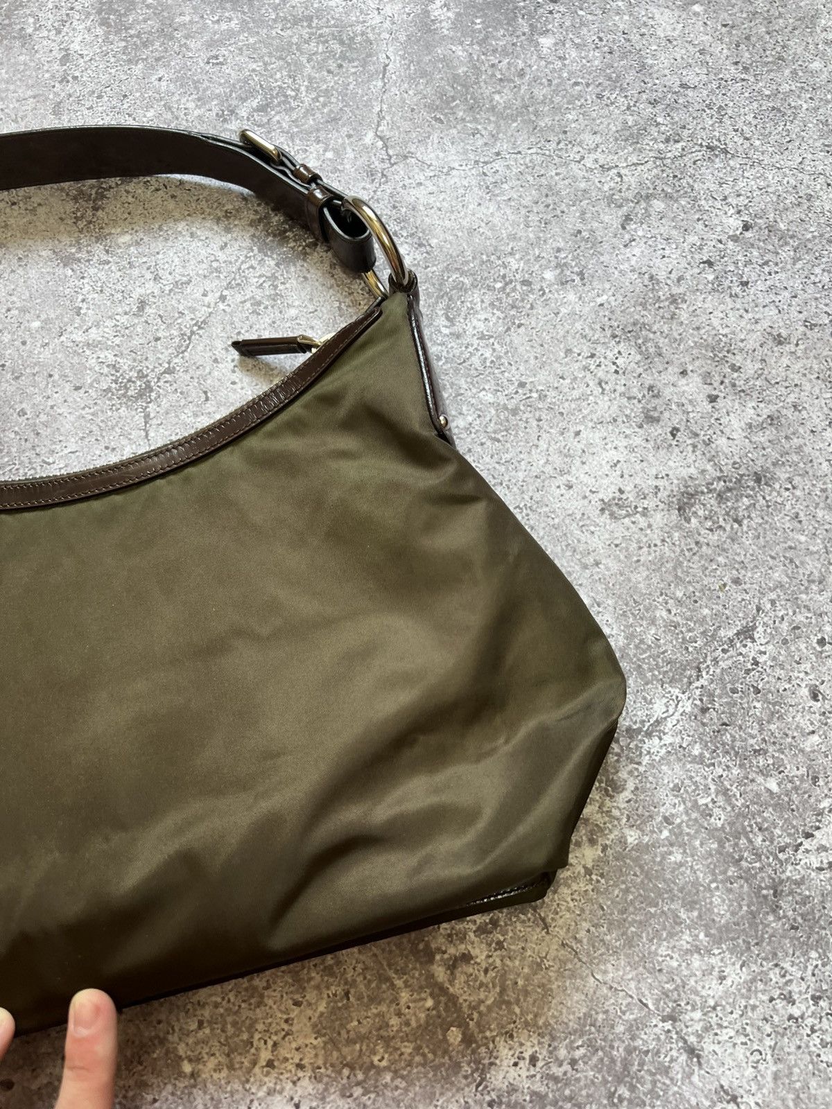Prada Nylon Mini Shoulder Bag Khaki Green