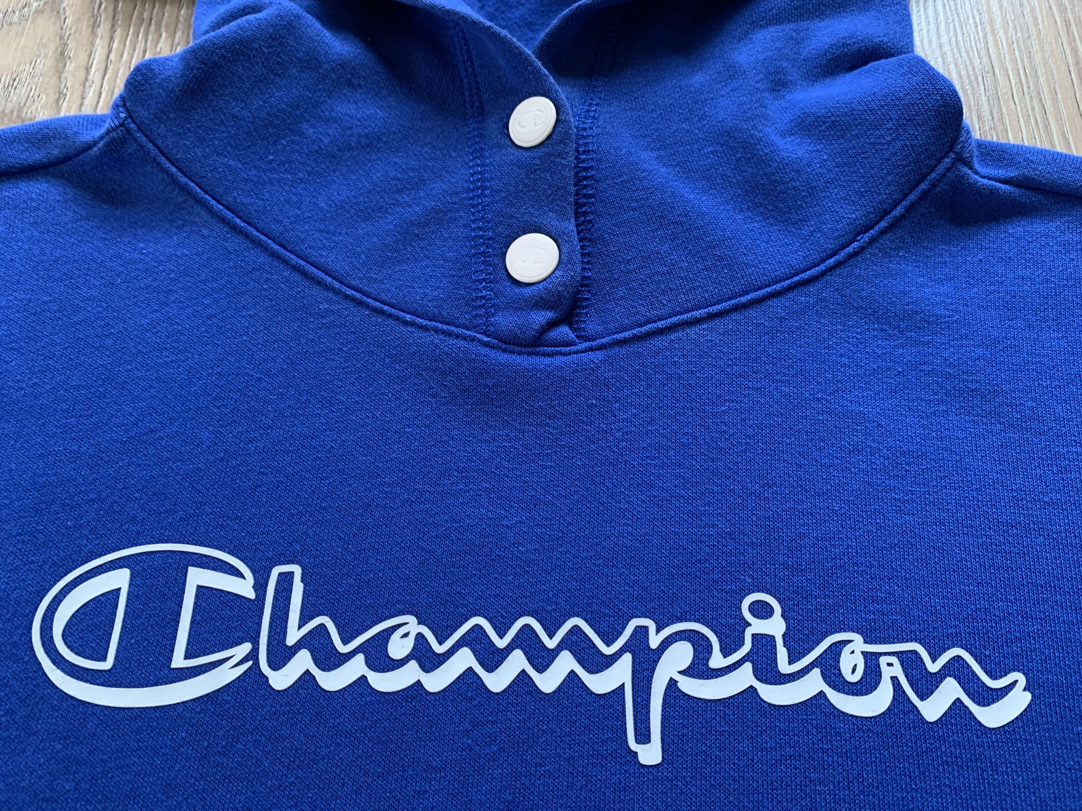 Champion × Vintage Champion Vintage Centr Logo Blue Hoodie Size US L / EU 52-54 / 3 - 5 Thumbnail