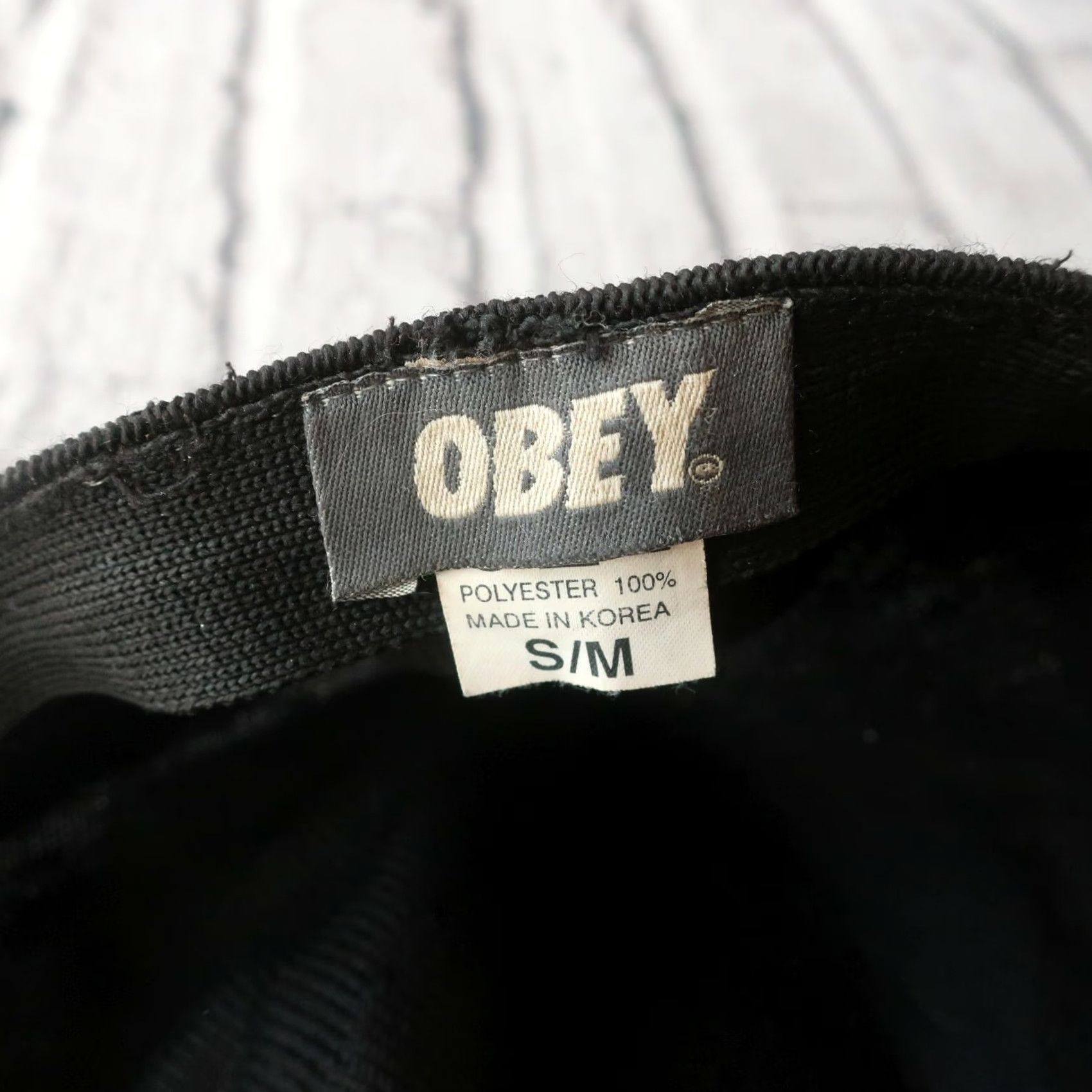 Obey VINTAGE Obey Hat Cap 90s Black Mens S-M Flexfit Hat Size ONE SIZE - 7 Thumbnail