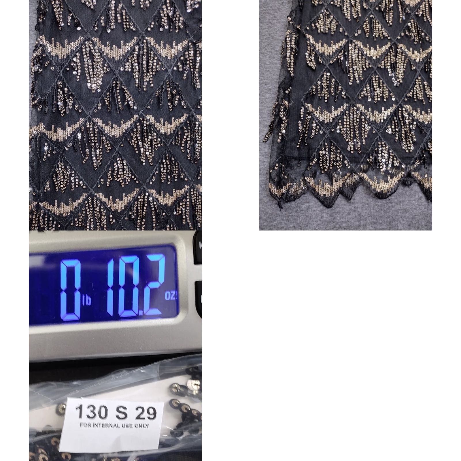 Vintage VVM Curve Dress Women's XS Black Gold Sequin Short Sleeve Flapper Dress Size 26" / US 2 / IT 38 - 8 Thumbnail