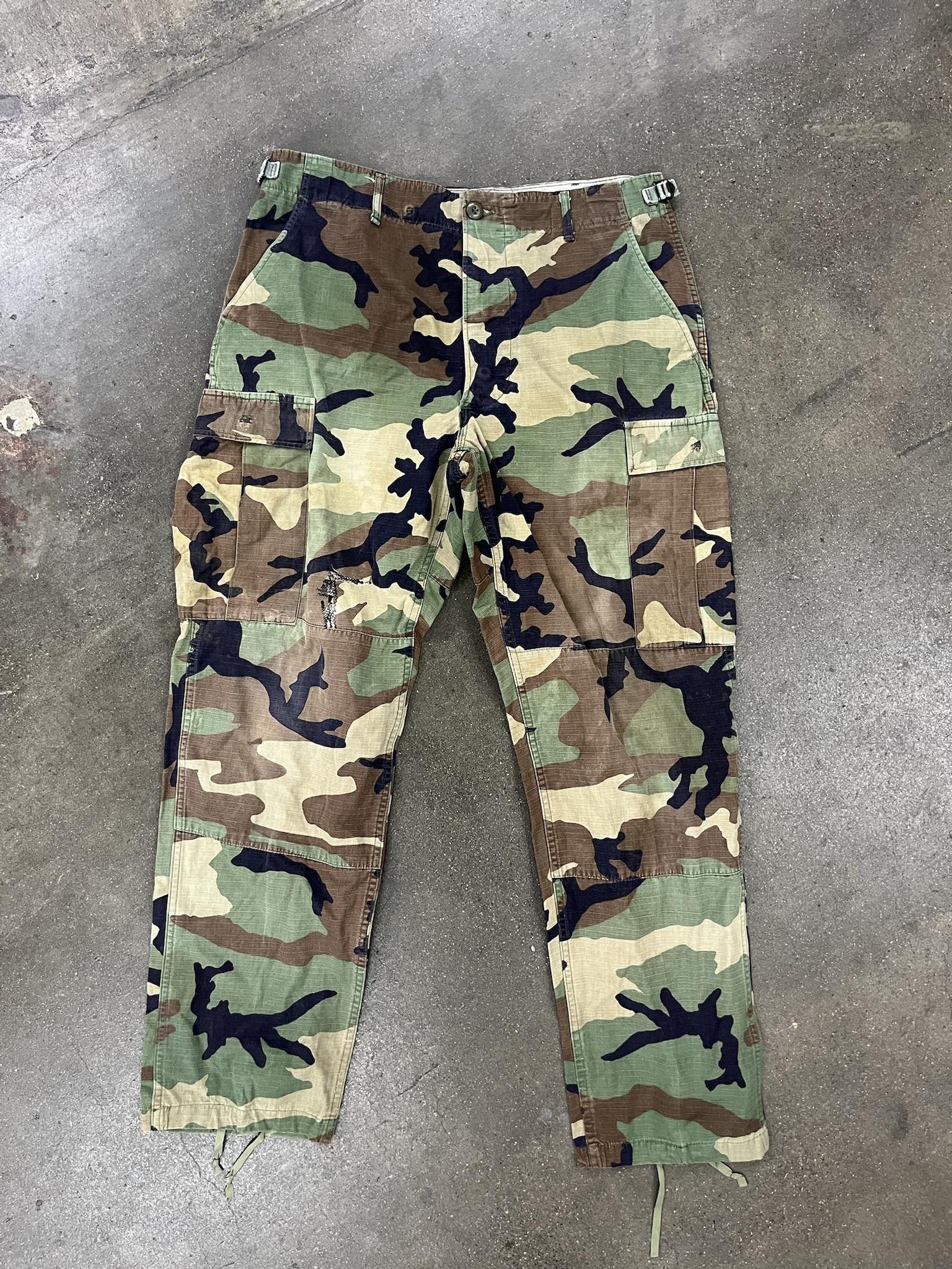 image of Military x Vintage 1980's Usa Army Ripstop Cargo Pants With Knee Repair in Green, Men's (Size 31)