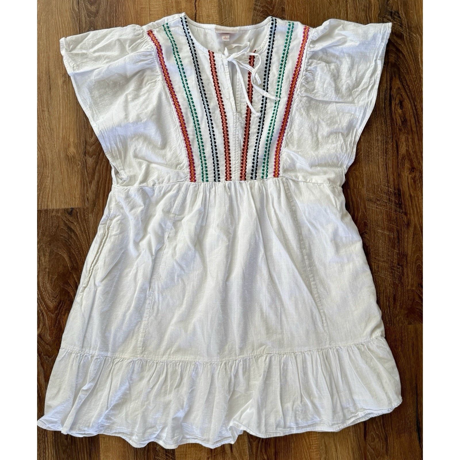 Other Knox Rose Women’s Dress XL White Embroidered Pockets GUC Size XL / US 12-14 / IT 48-50 - 2 Thumbnail