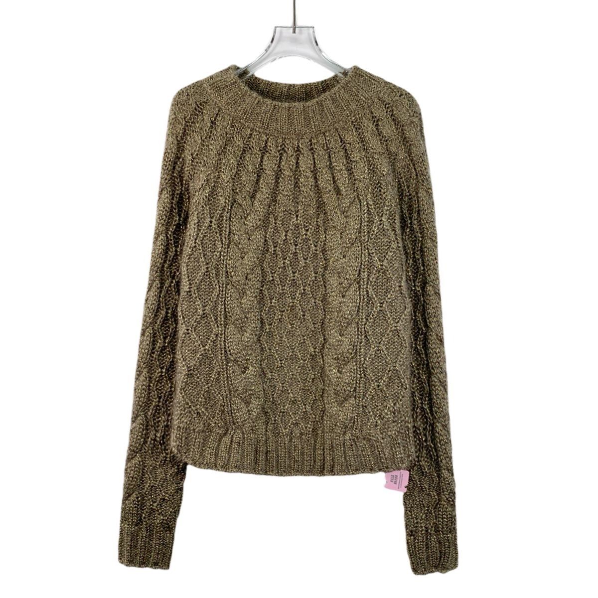 Yves Saint Laurent Saint Laurent Dark Brown & Gold Thread Mohair Round Neck Lon Size M / US 6-8 / IT 42-44 - 1 Thumbnail