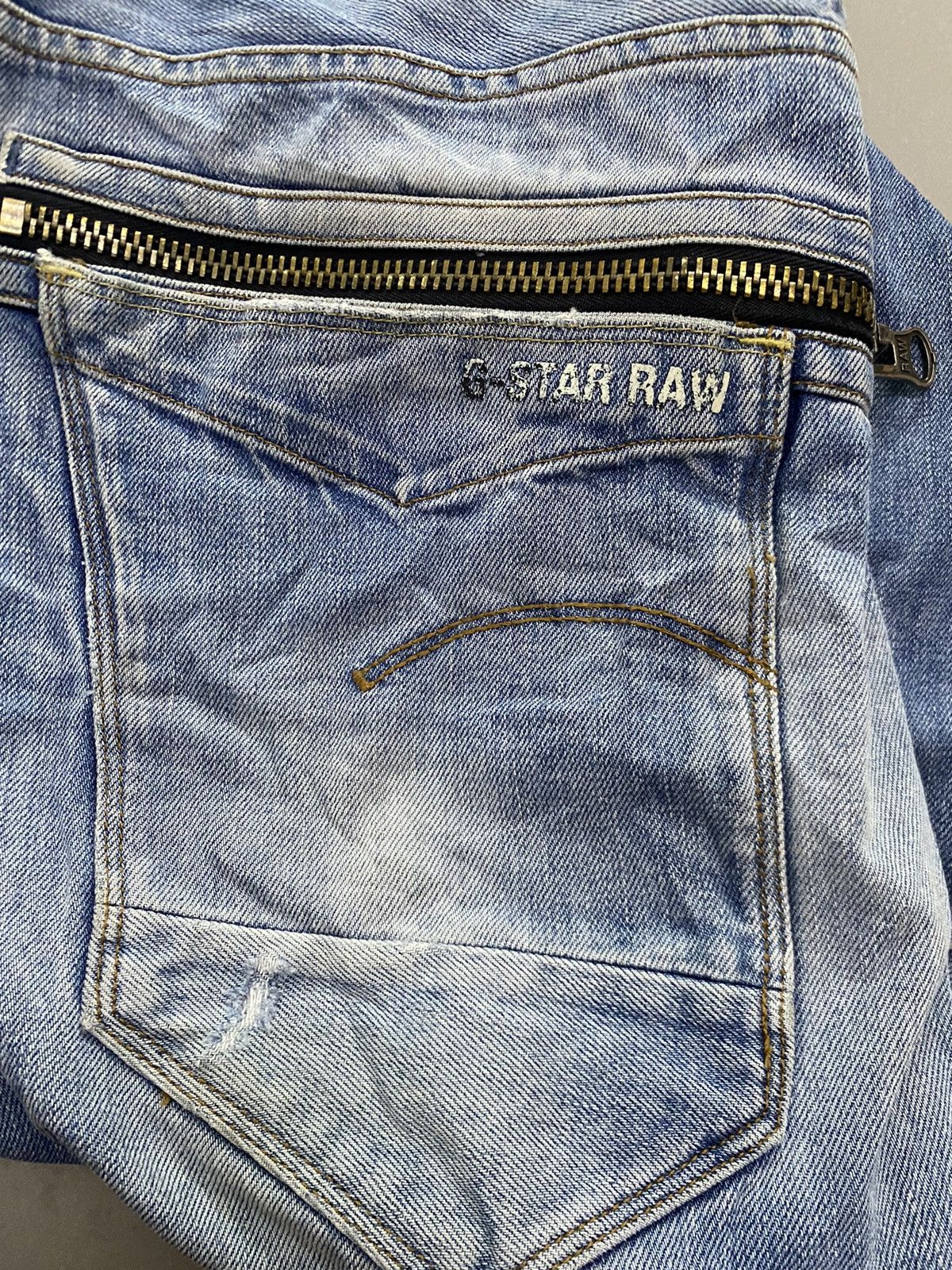 G-Star × Japanese Brand Distress Ripped Style G Star Slim Type Design Size US 29 - 7 Thumbnail