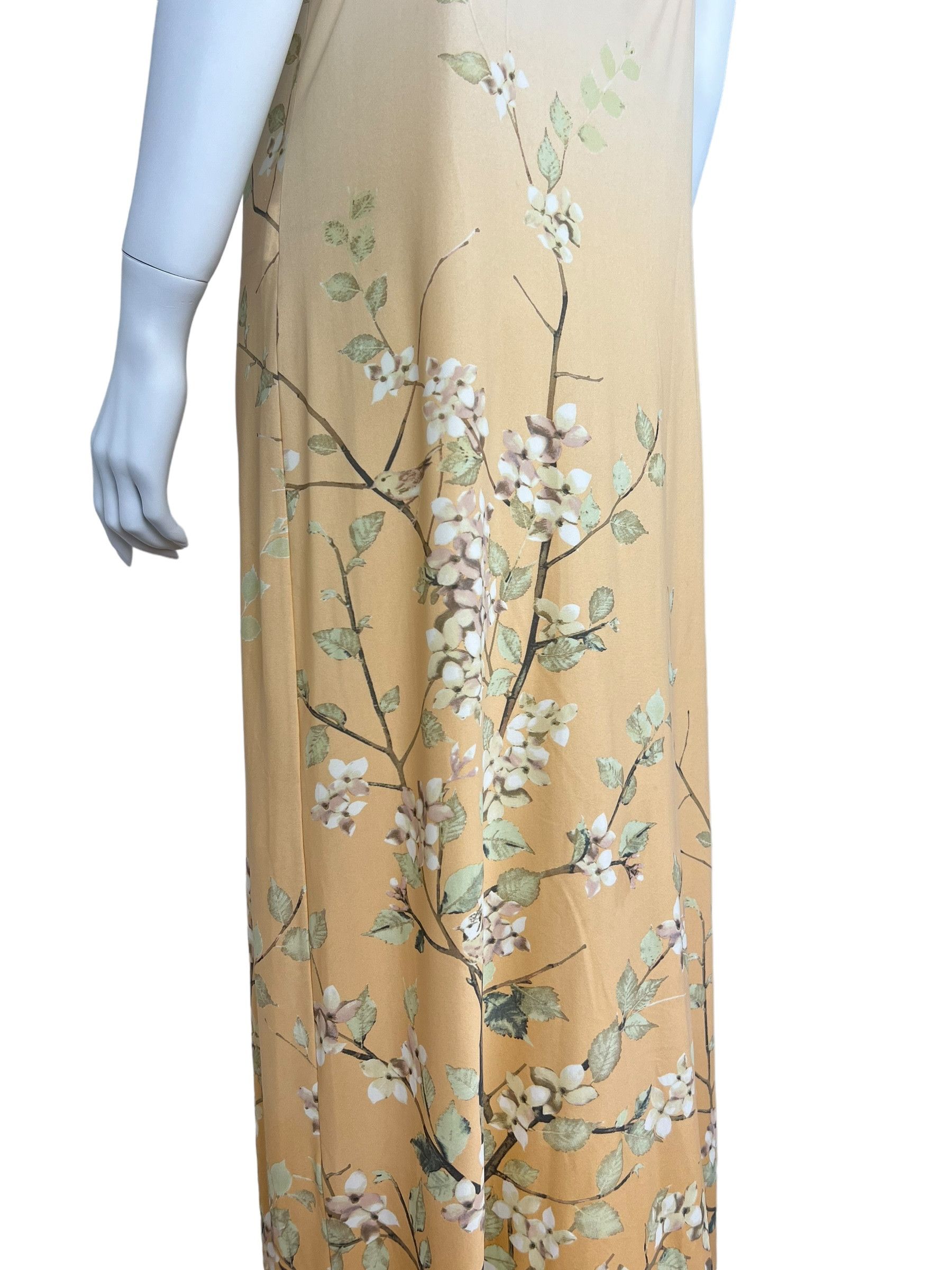 Roberto Cavalli Roberto Cavalli 1998 Orange Floral Maxi Dress Size ONE SIZE - 4 Thumbnail