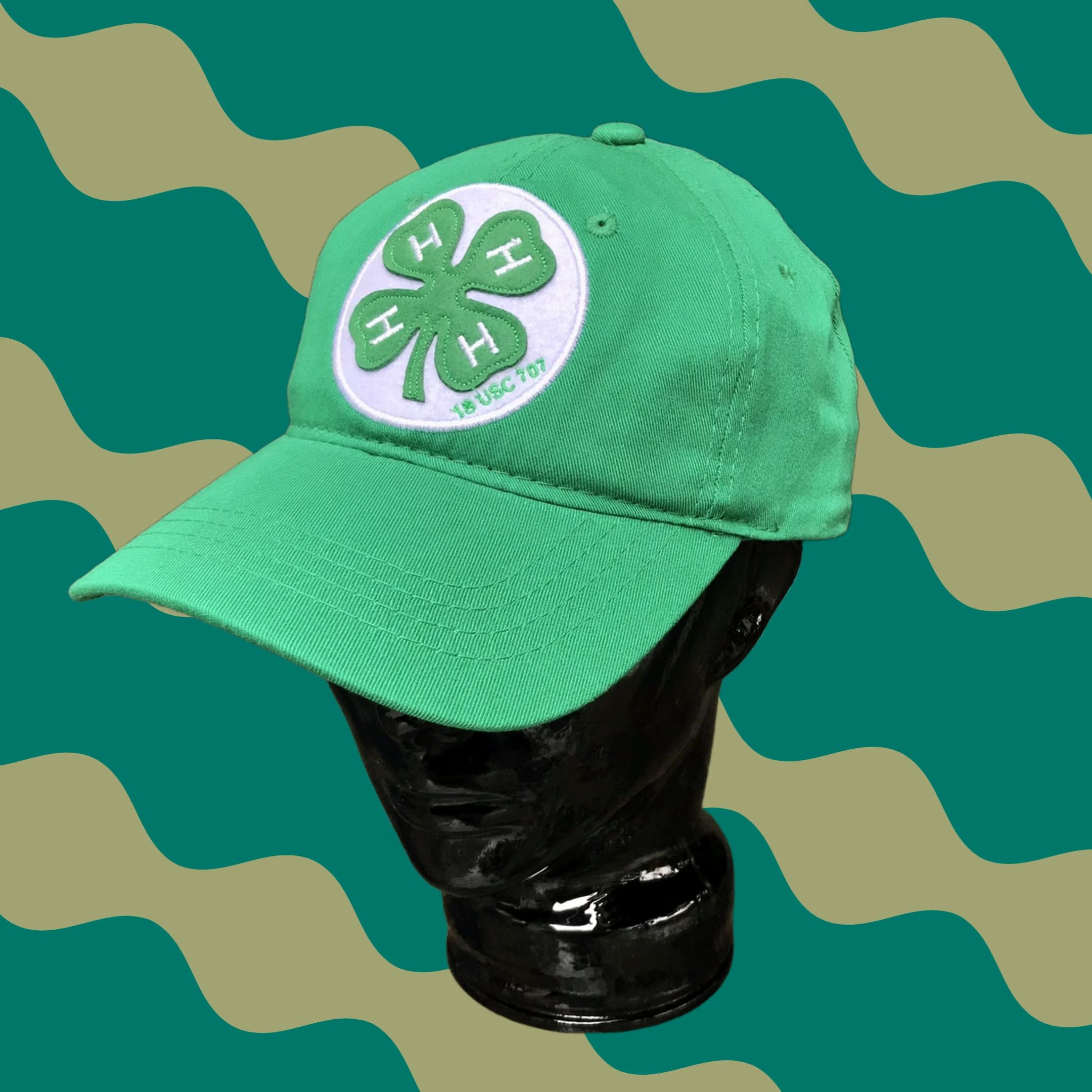 Vintage Bretmor Headwear Baseball Cap OS Green Adjustable Embroidered 4-H Clover Shamrock Emblem Patch Mens Hat US USA Size ONE SIZE - 1 Thumbnail