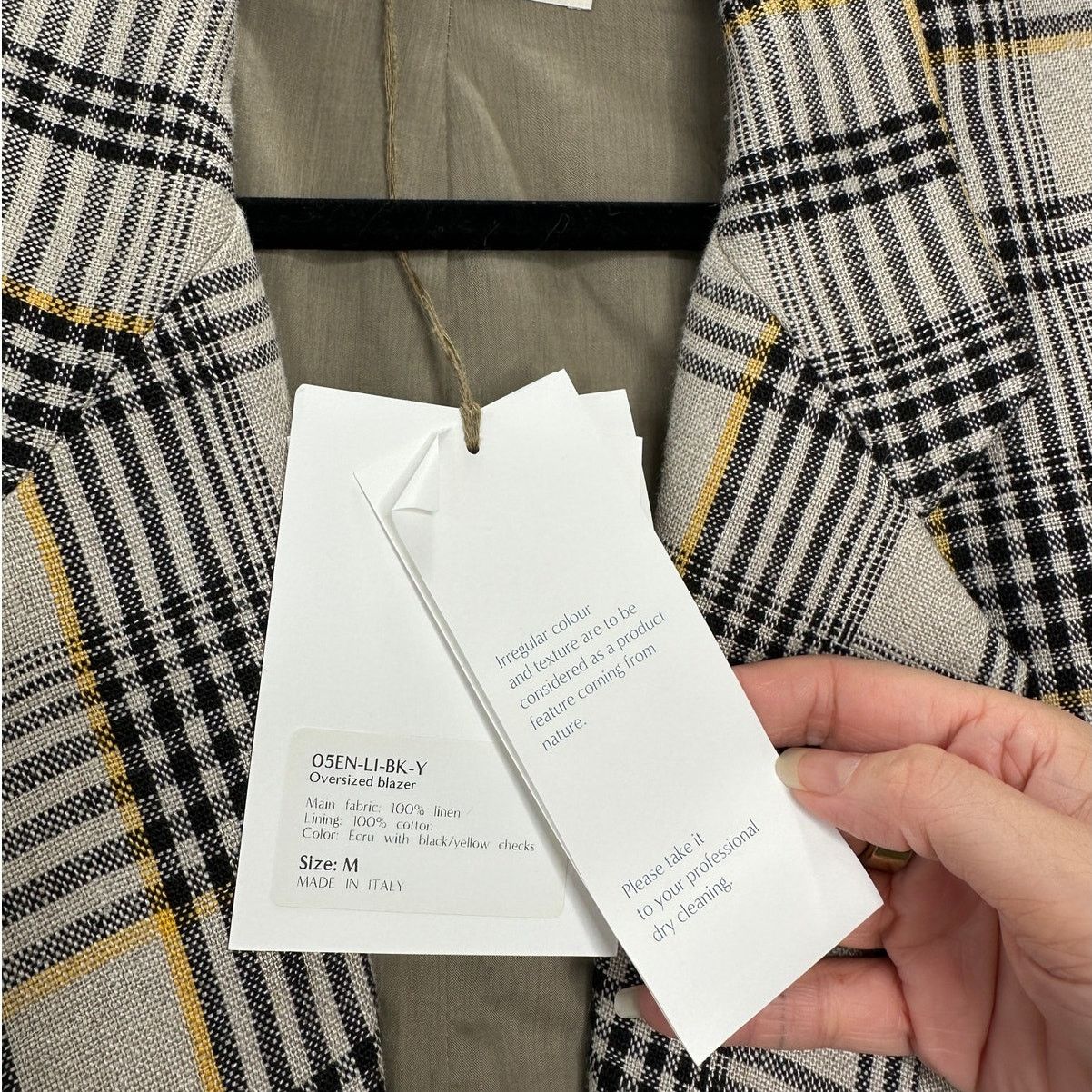 Cristaseya NWT Cristaseya Oversized Linen Blazer Ecru Black Plaid M Size US M / EU 48-50 / 2 - 12 Thumbnail