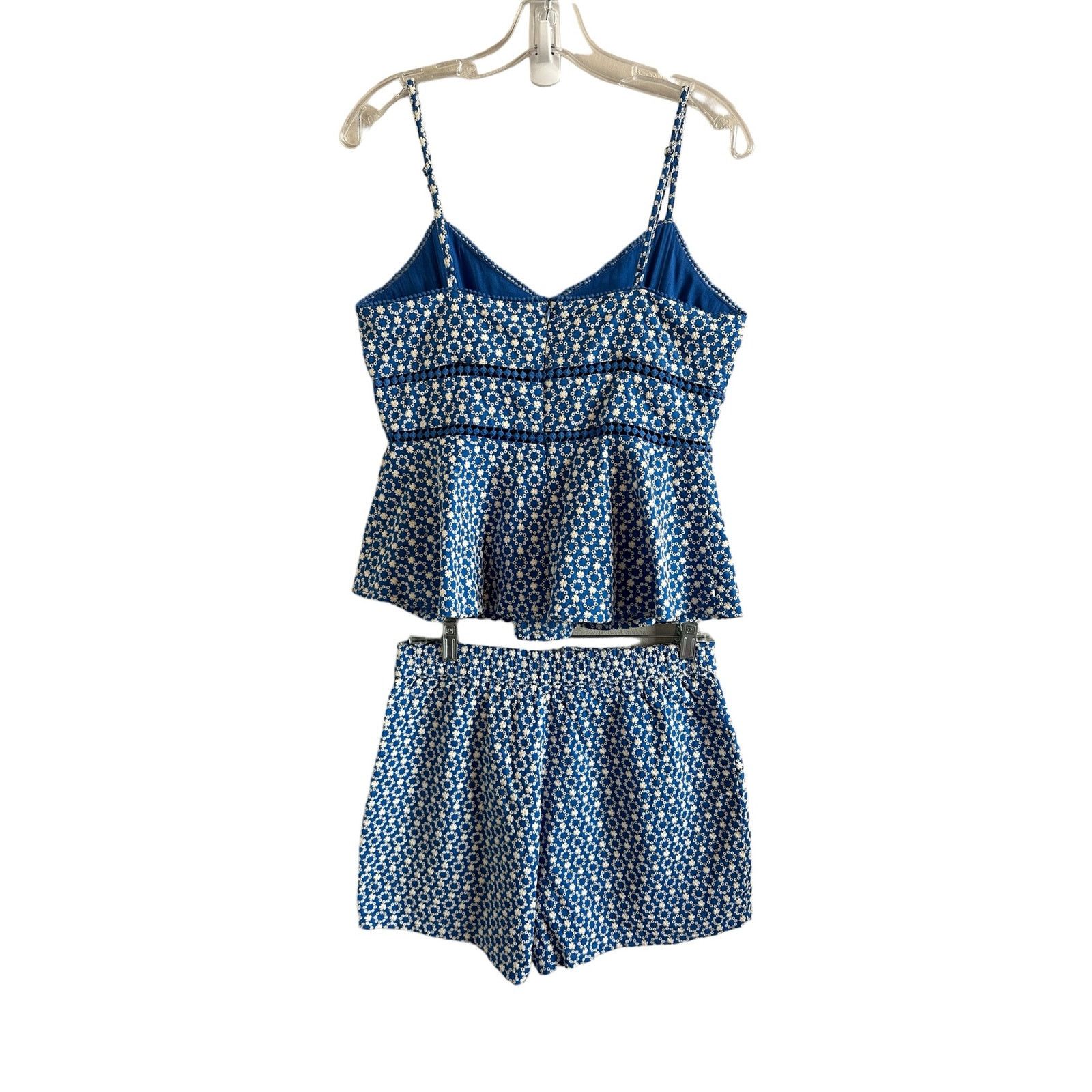 Other Blue White Floral Embroidered Blouse Shorts Set - Medium Size 30" / US 8 / IT 44 - 8 Thumbnail