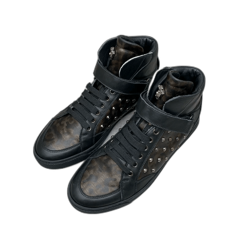 Versace High-Top Leopard Print Sneakers