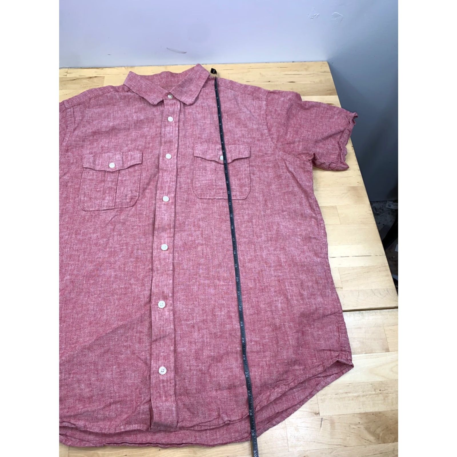 Banana Republic Banana Republic Button-Up Shirt Mens L Red Linen Blend Casual Short Sleeve #9470 Size US L / EU 52-54 / 3 - 3 Thumbnail