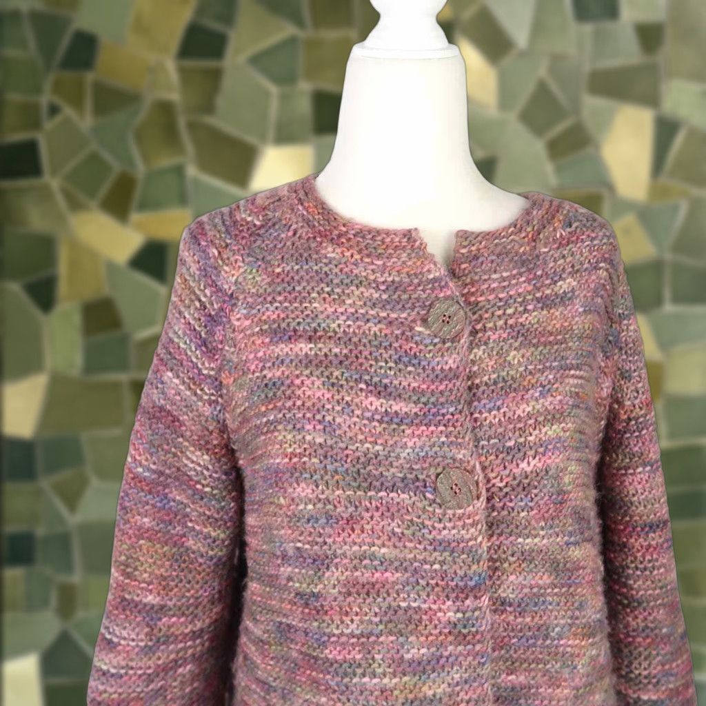 Vintage VINTAGE 80s Cardigan Sweater Women's L Purple Mauve Pink Marled Knit Size L / US 10 / IT 46 - 1 Thumbnail