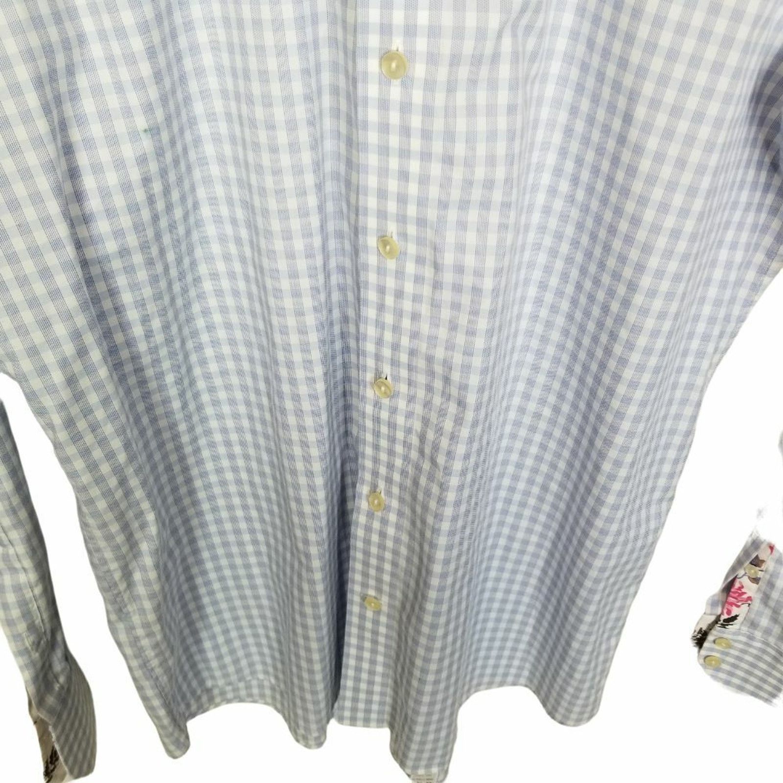 Eton Eton Mens Gingham Dress Shirt Floral Cuffs 42 Formal Wedding Size US XS / EU 42 / 0 - 3 Thumbnail