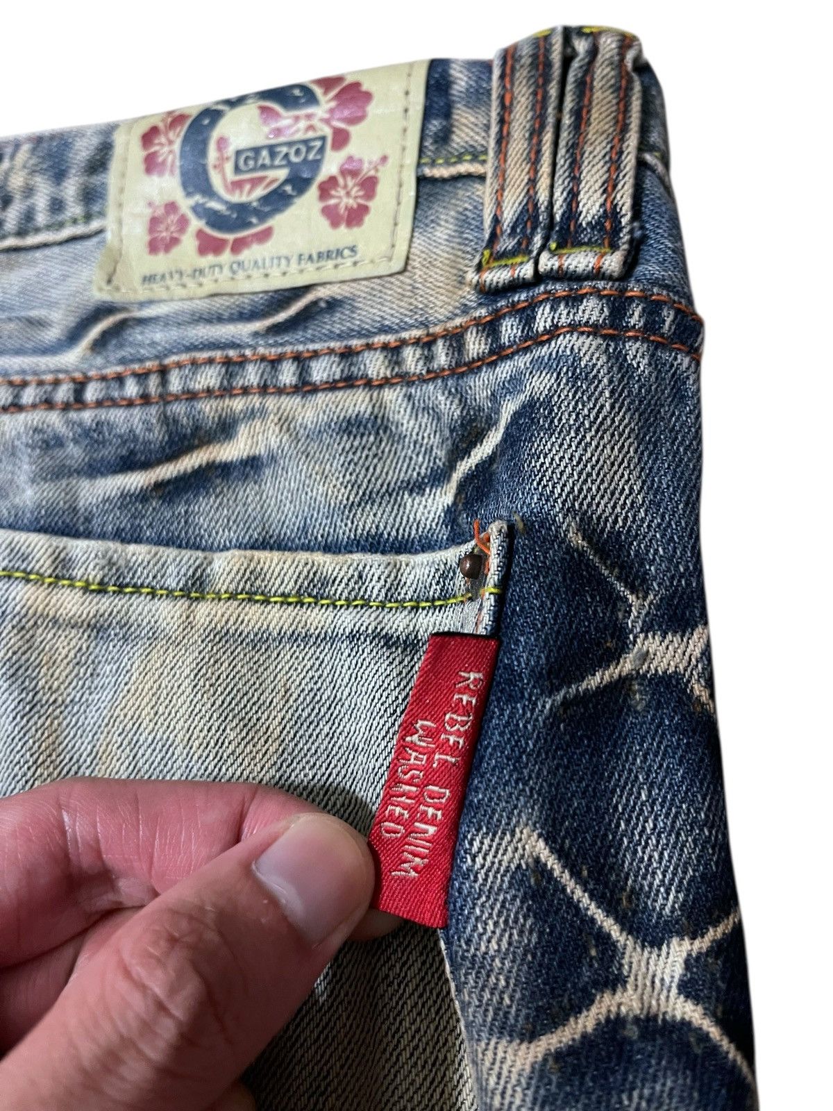 GOSTAR DE FUGA FLARED💥 GAZOZ Web Dirted Style Rebel Denim Washed Size US 31 - 16 Thumbnail