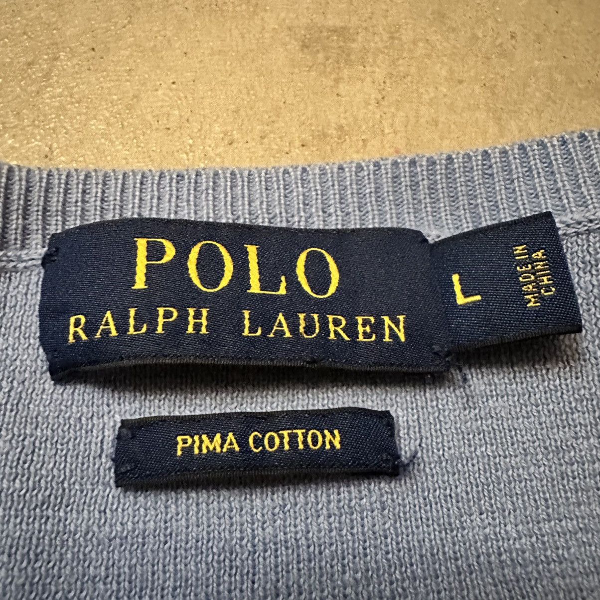 Polo Ralph Lauren Light Blue Polo Ralph Lauren Pima Cotton V-Neck Sweater Size US L / EU 52-54 / 3 - 5 Thumbnail