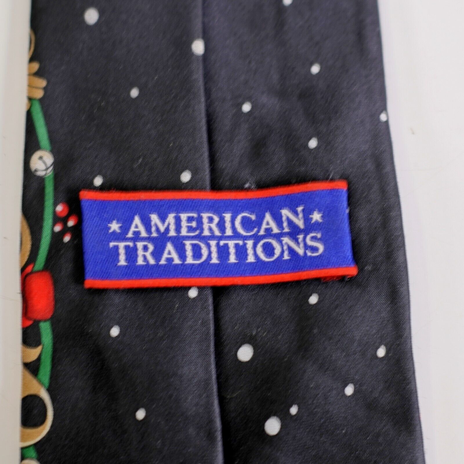Designer American Traditions Santa Christmas Black Print Polyester Ti Size ONE SIZE - 5 Thumbnail