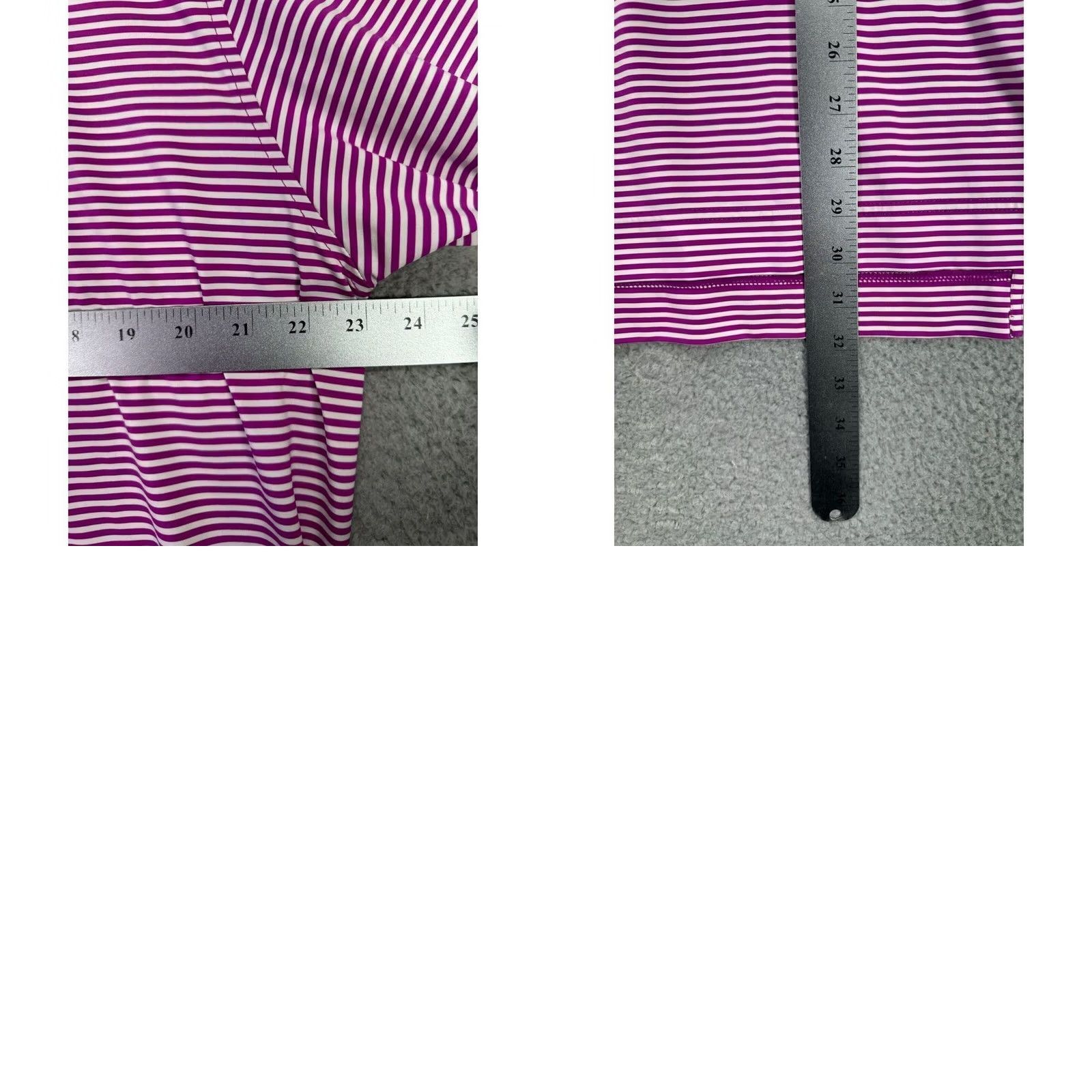Footjoy FootJoy FJ Polo Shirt Mens Large Purple White Striped Polo Breathable Lightweight Stretch Golf Rugby Size US L / EU 52-54 / 3 - 8 Thumbnail