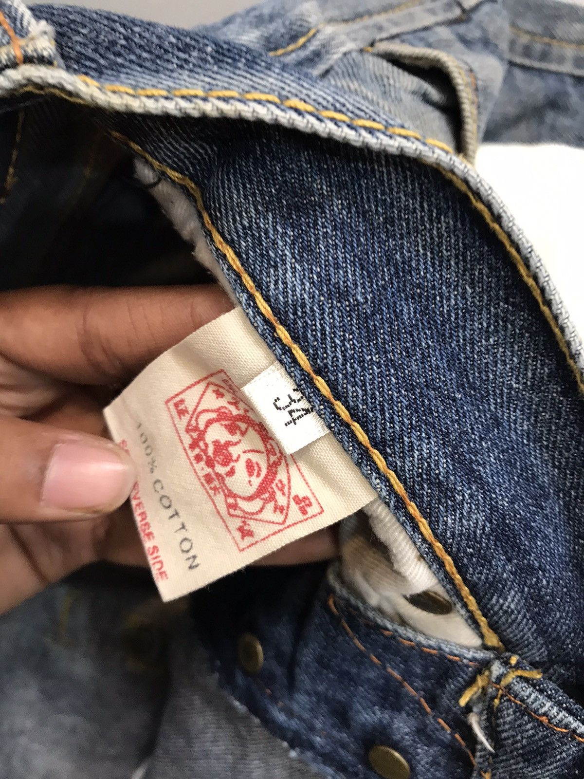 Japanese Brand × Vintage Vintage Evisu inspired red crazy embroidered diecock denim Size US 32 / EU 48 - 7 Thumbnail