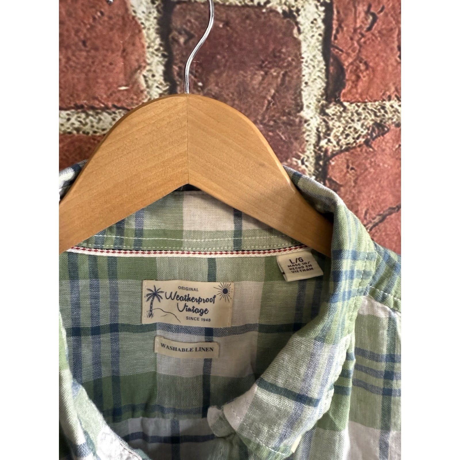Weatherproof Weatherproof Shirt VINTAGE Mens Green Plaid Short Sleeve Button Up Linen Large Size US L / EU 52-54 / 3 - 3 Thumbnail