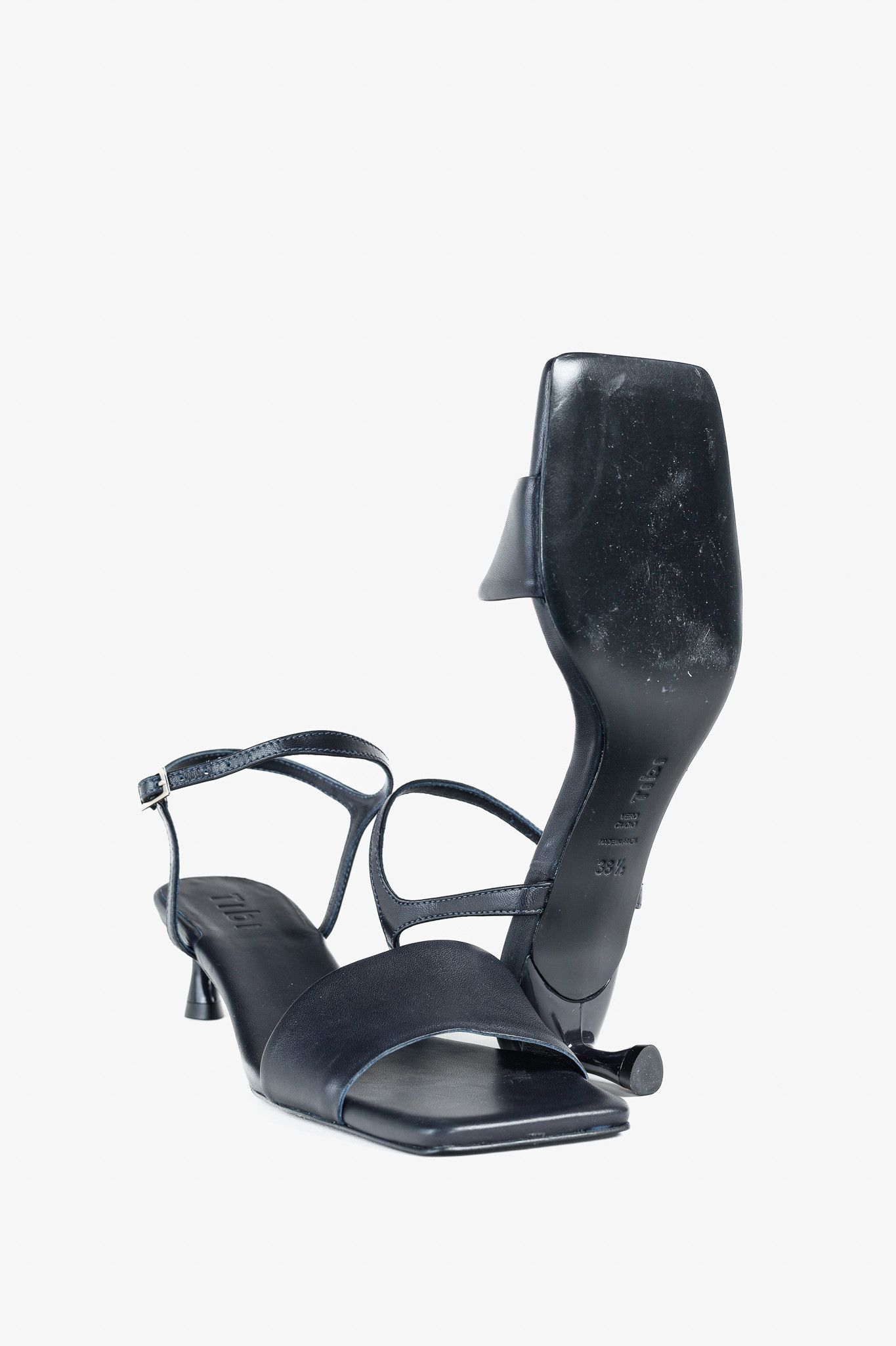 Tibi Tibi Wilbur Navy Leather Buckled Sandals Size US 8 / IT 38 - 4 Thumbnail