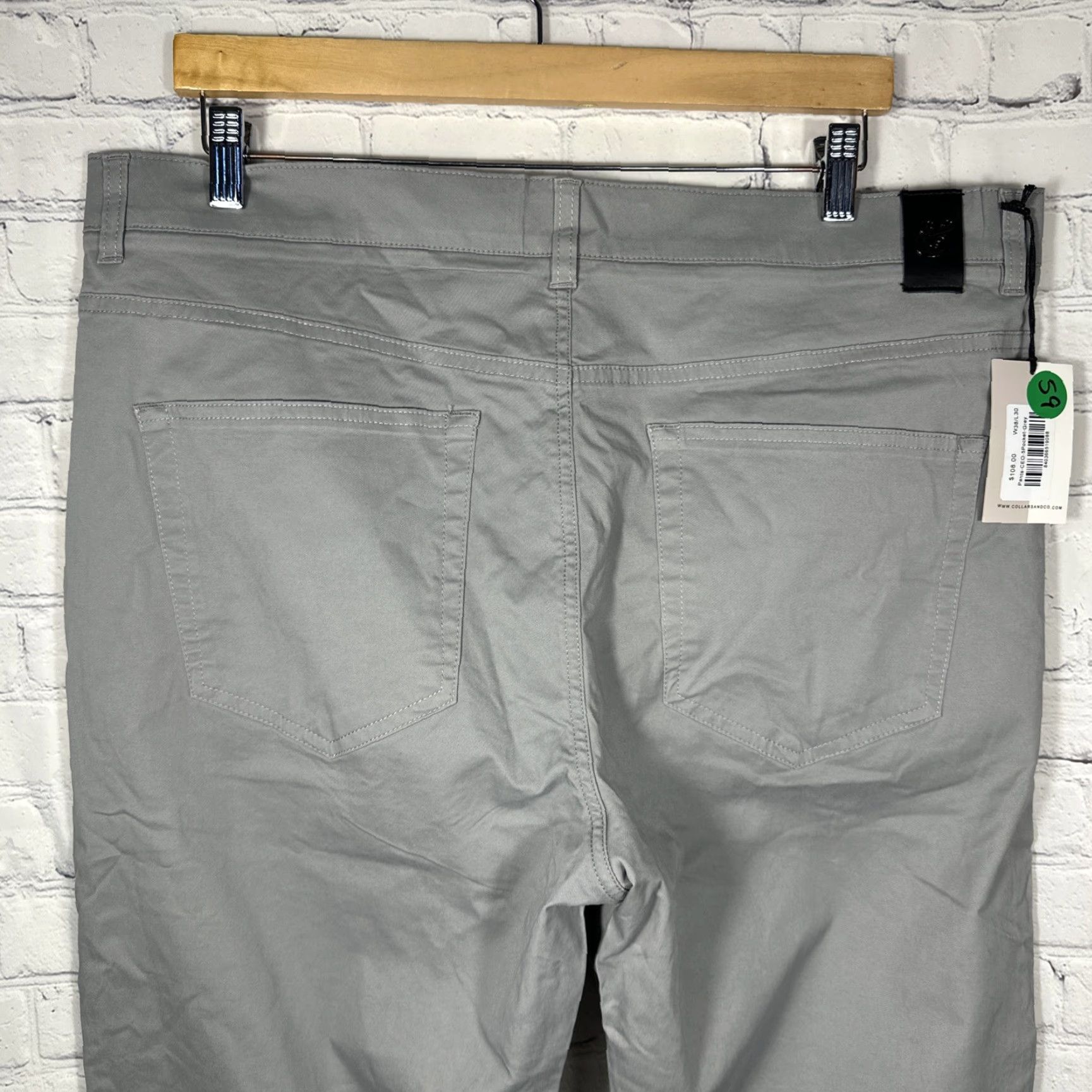 CO VINTAGE NWT Collars & Co CEO Chino Five Pocket Cotton Stretch Pants Grey 38x30 Size US 38 / EU 54 - 7 Thumbnail