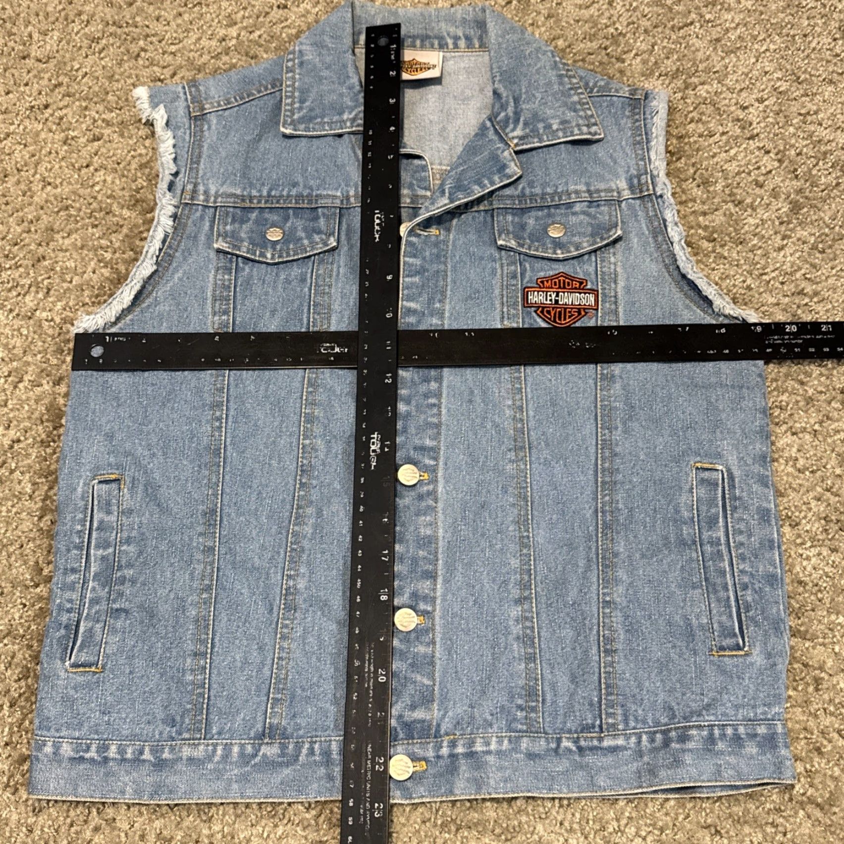 Denime VINTAGE Harley Davidson Motorcycles Women’s Denim Biker Vest Small XS-? Size 28" / US 6 / IT 42 - 6 Thumbnail