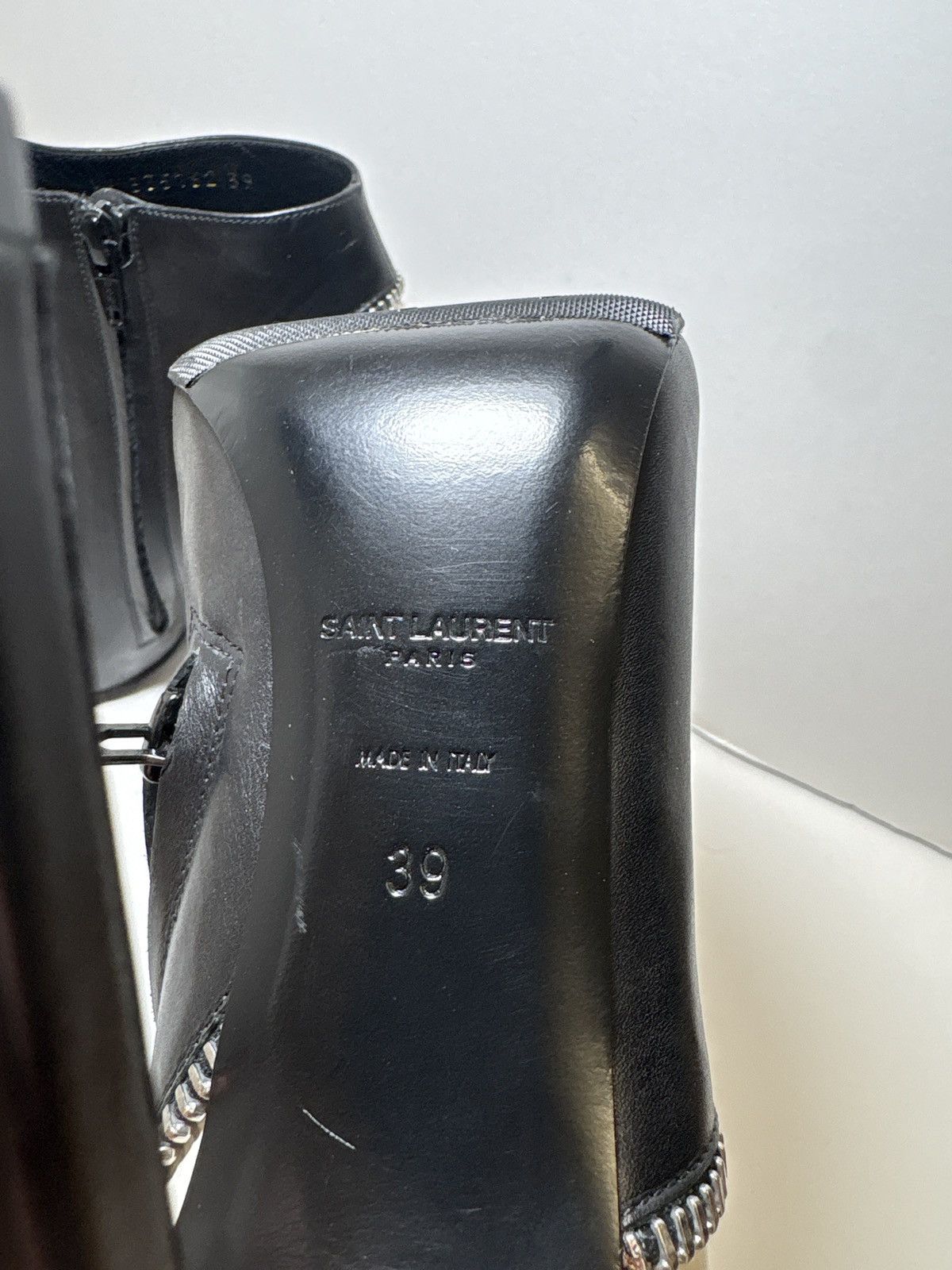 Saint Laurent Paris Saint Laurent Janis Zip Ankle Boots Black White Leather AUTH Size US 9 / IT 39 - 2 Thumbnail
