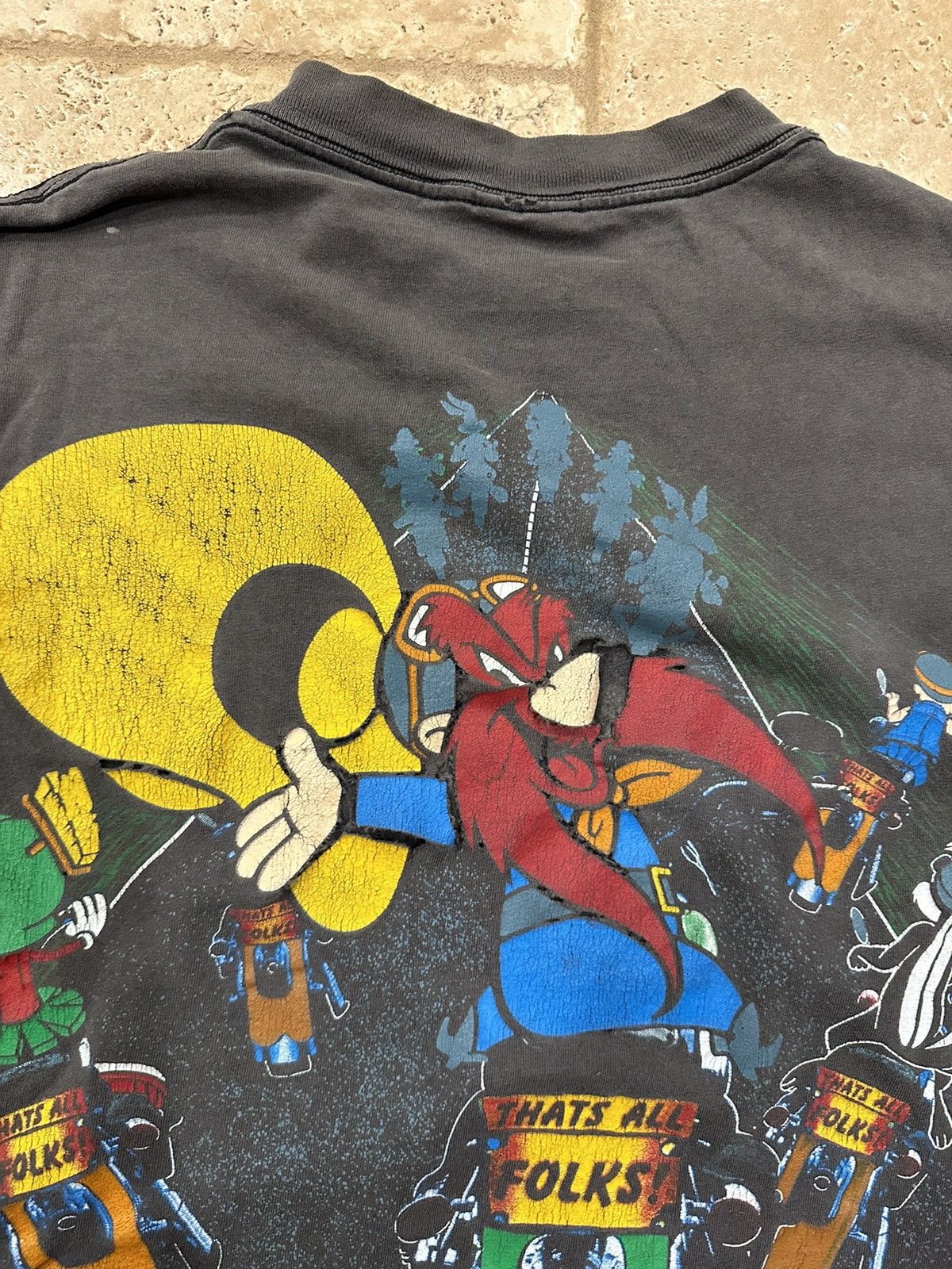 Cartoon Network Vintage Looney Tunes 1993 Motorcycle Biker Faded T-Shirt Size US XL / EU 56 / 4 - 17 Thumbnail