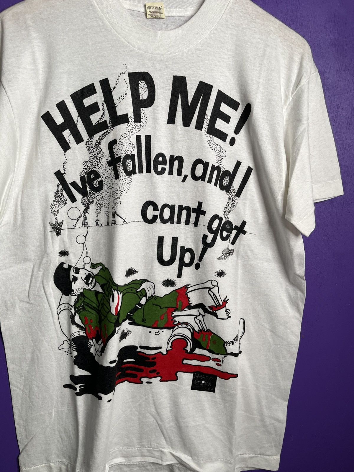 Fashion Victim × Vintage Vintage 1991 Fashion victim Sadam Hussein help me t-shirt Size US L / EU 52-54 / 3 - 3 Thumbnail