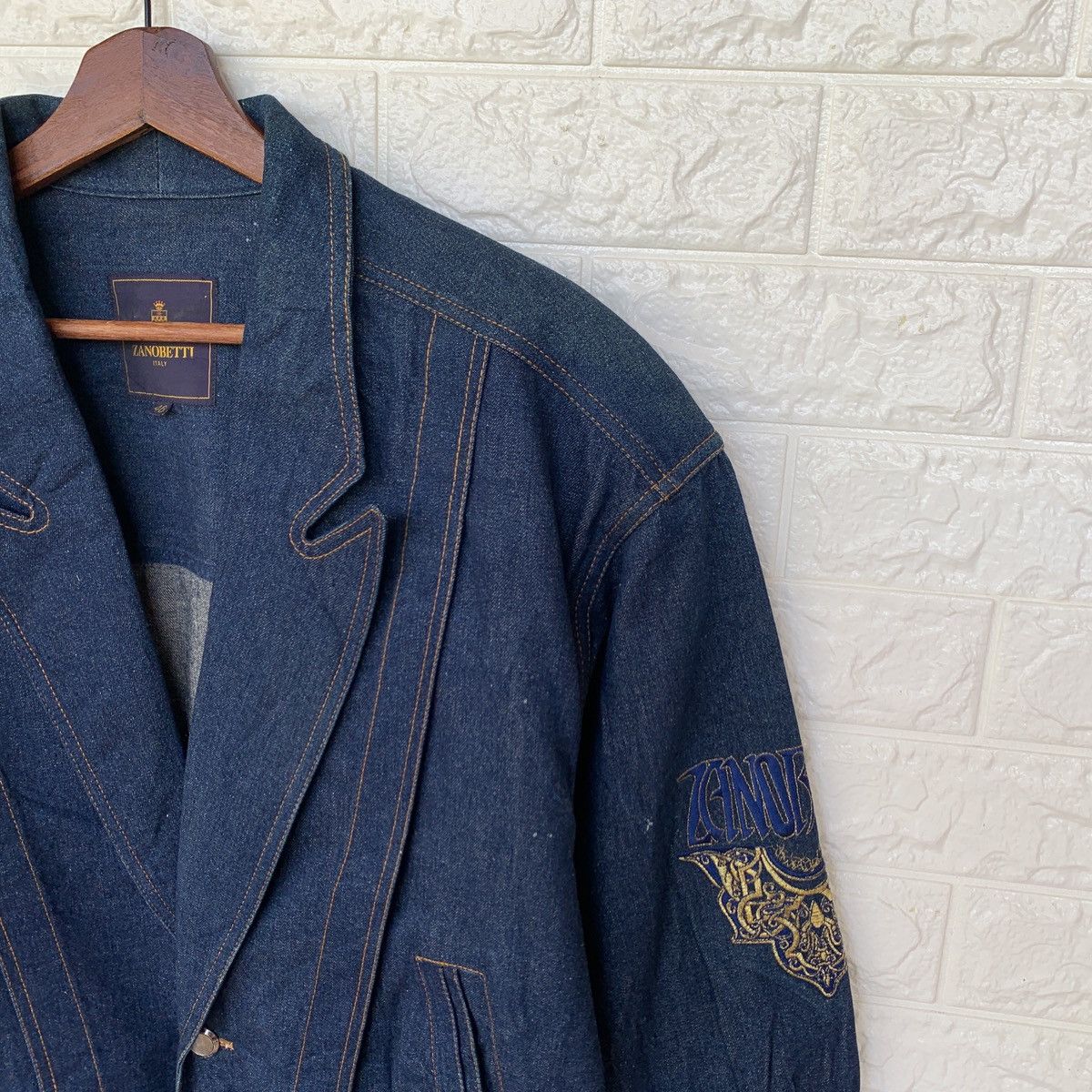 Vintage Vintage Zanobetti Italy Denim Jacket Embroidered Logo Size US L / EU 52-54 / 3 - 7 Thumbnail
