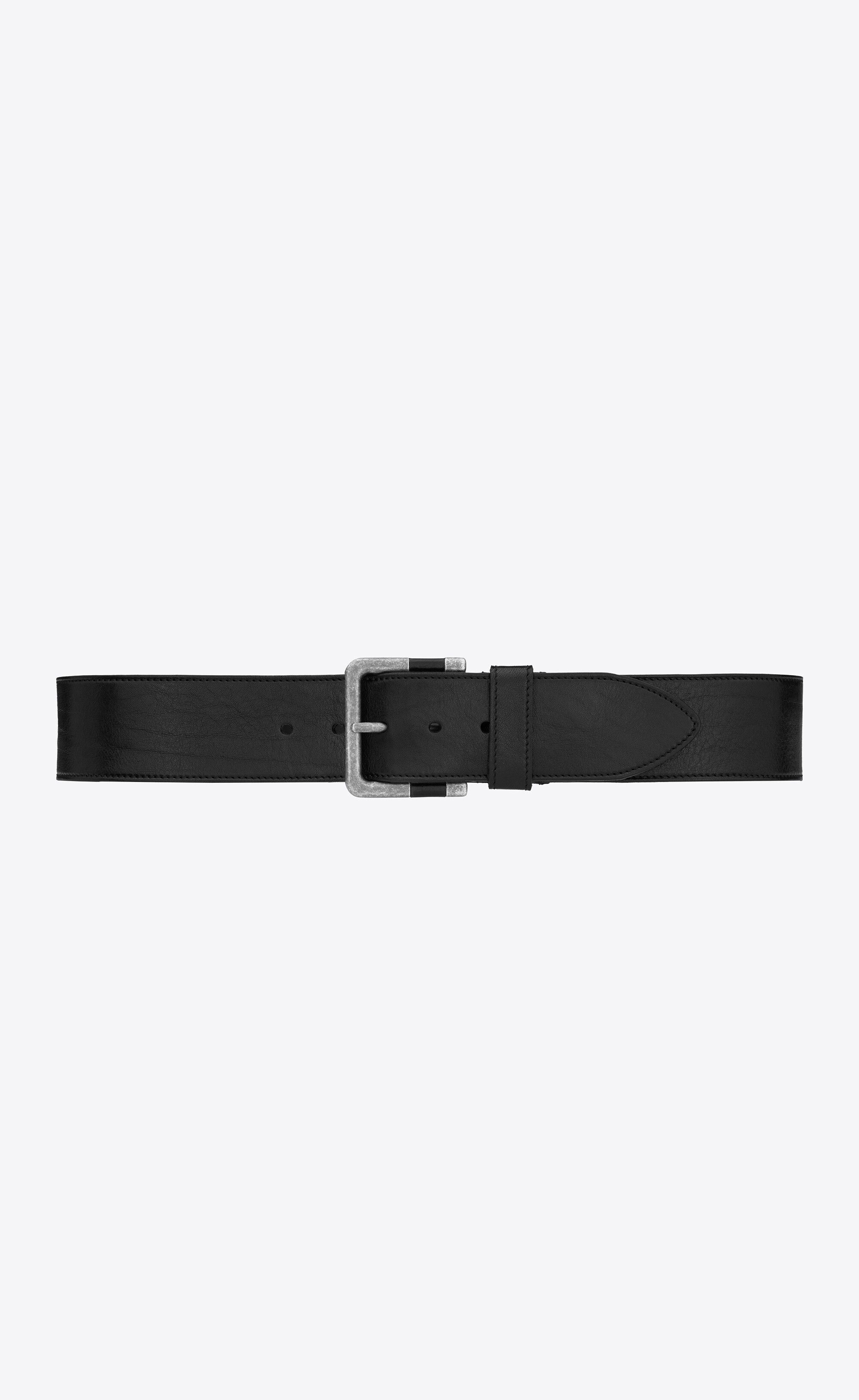 Saint Laurent Paris o1bcso1str1224 Size: 90 /Carree Buckle Wide Belt in Black Size ONE SIZE - 1 Thumbnail