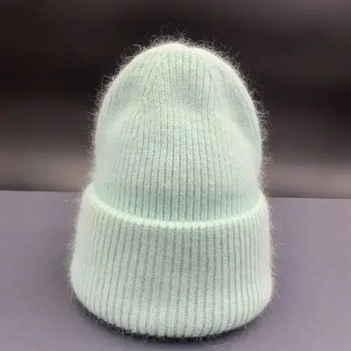 Japanese Brand Warm Fluffy Rabbit Fur Knitted Beanie Hat Size ONE SIZE - 4 Thumbnail